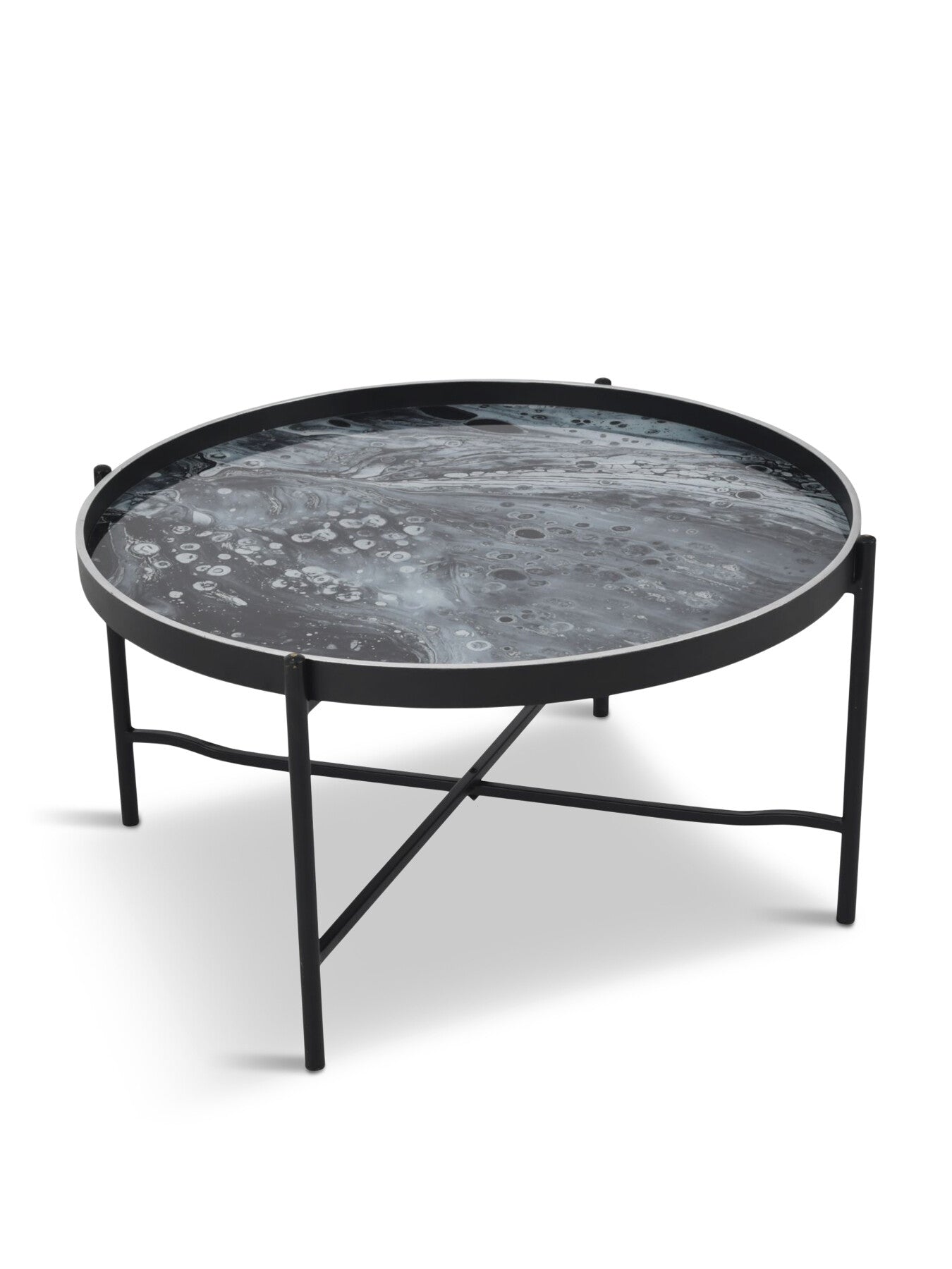 Monochrome Swirl Coffee Tray Table