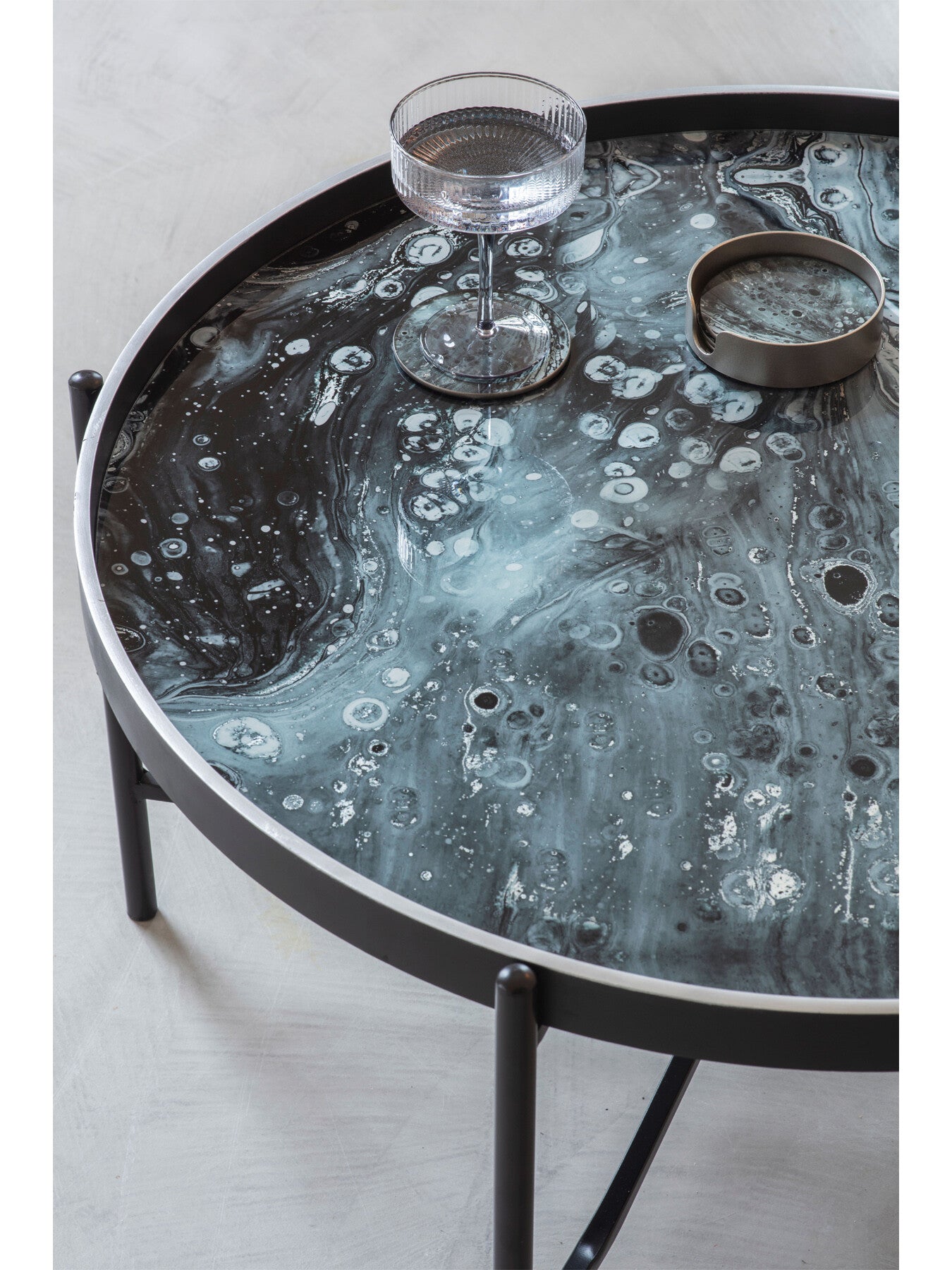 Monochrome Swirl Coffee Tray Table