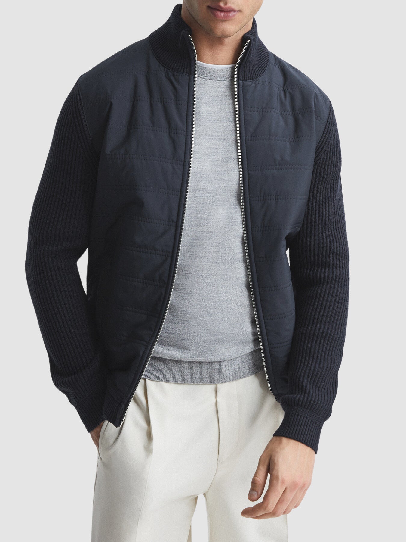 Trainer Hybrid Zip Through Quilted Jumper