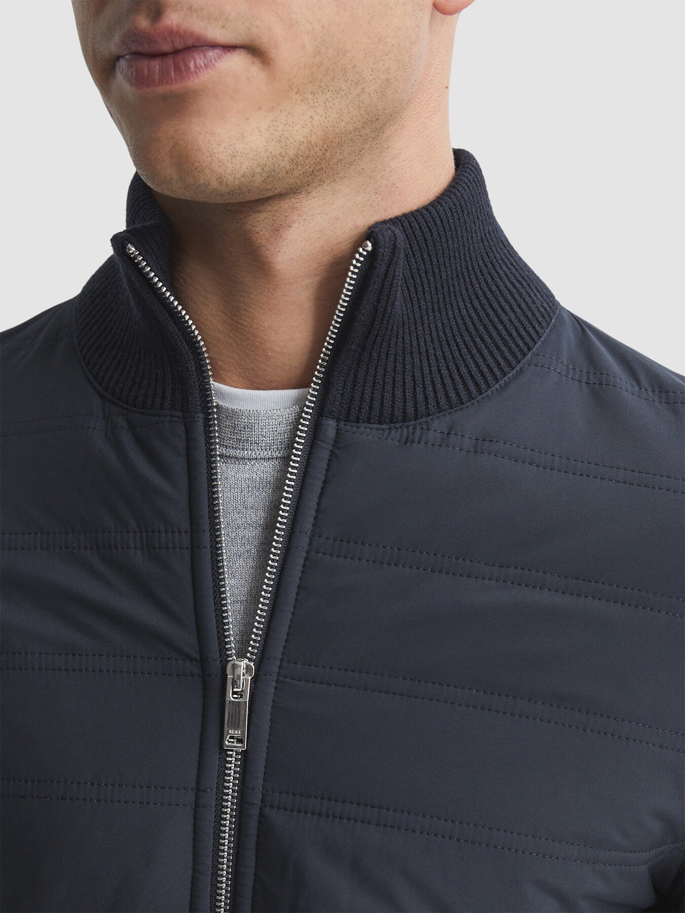 Trainer Hybrid Zip Through Quilted Jumper