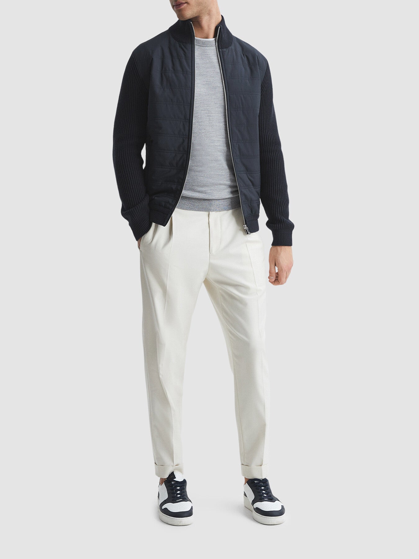 Trainer Hybrid Zip Through Quilted Jumper