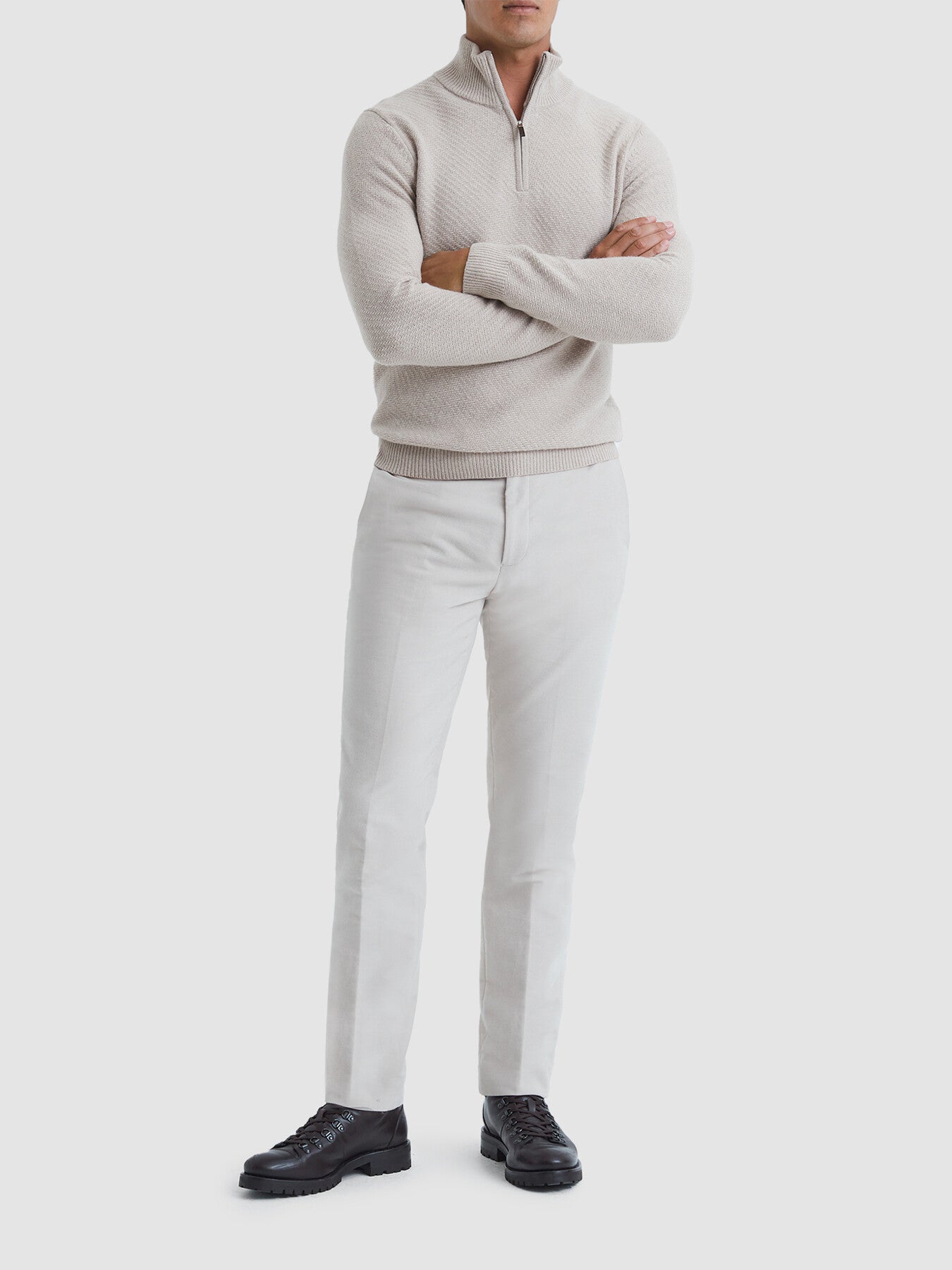 Tempo Slim Fit Knitted Half-Zip Funnel Neck Jumper