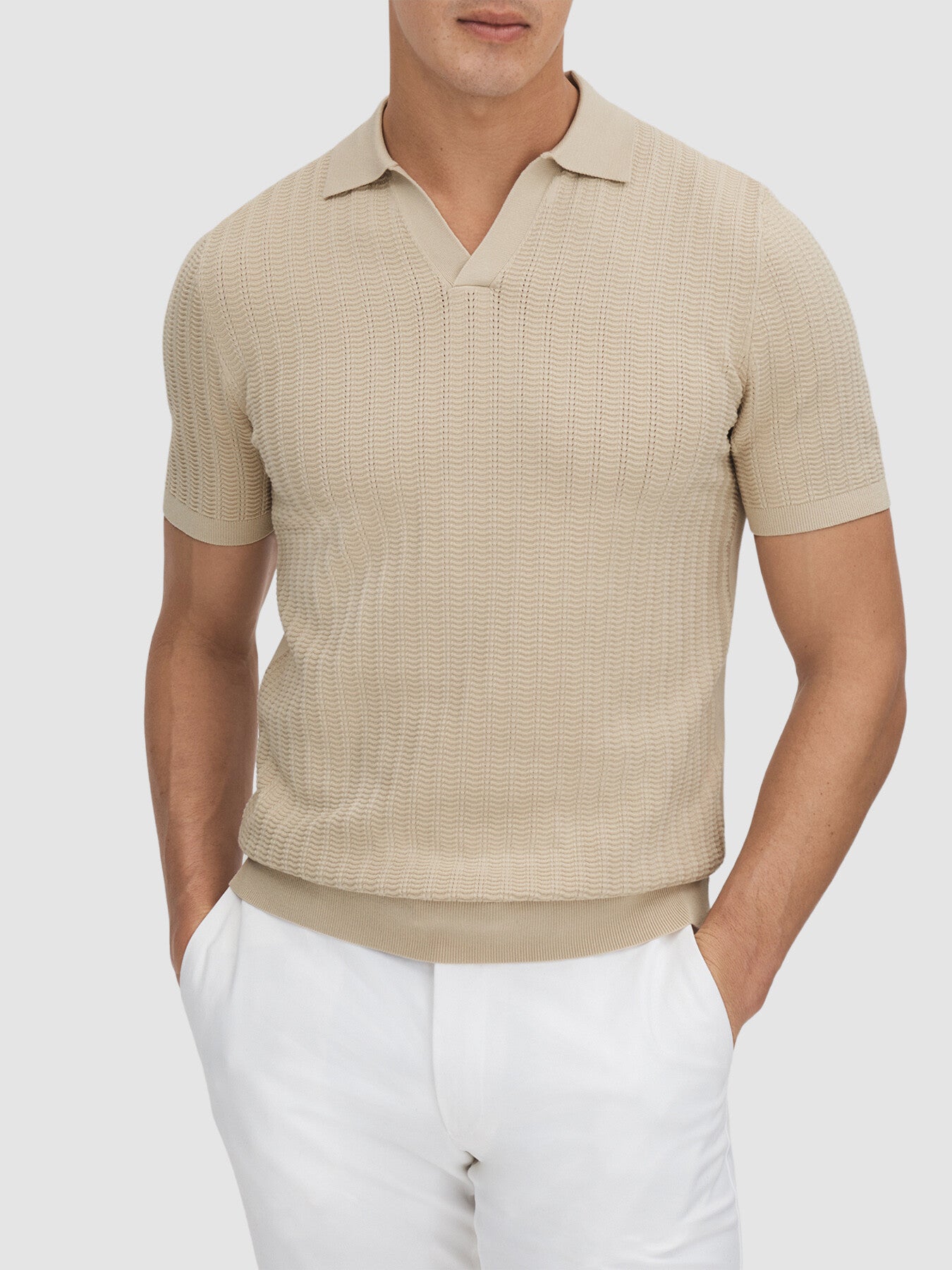 Mickey Textured Modal Blend Open Collar Shirt