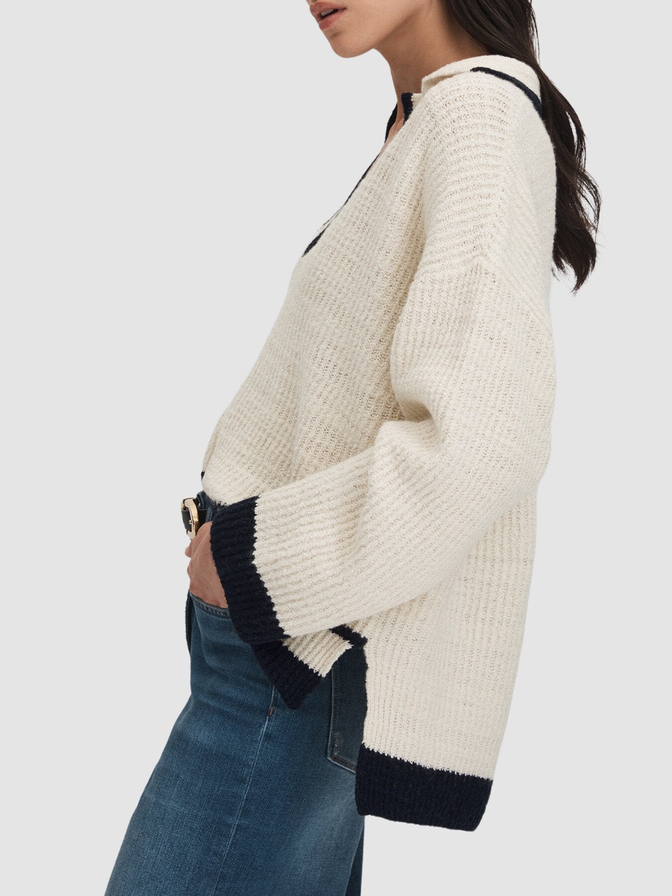 Michaela Wool Blend Open Collar Jumper