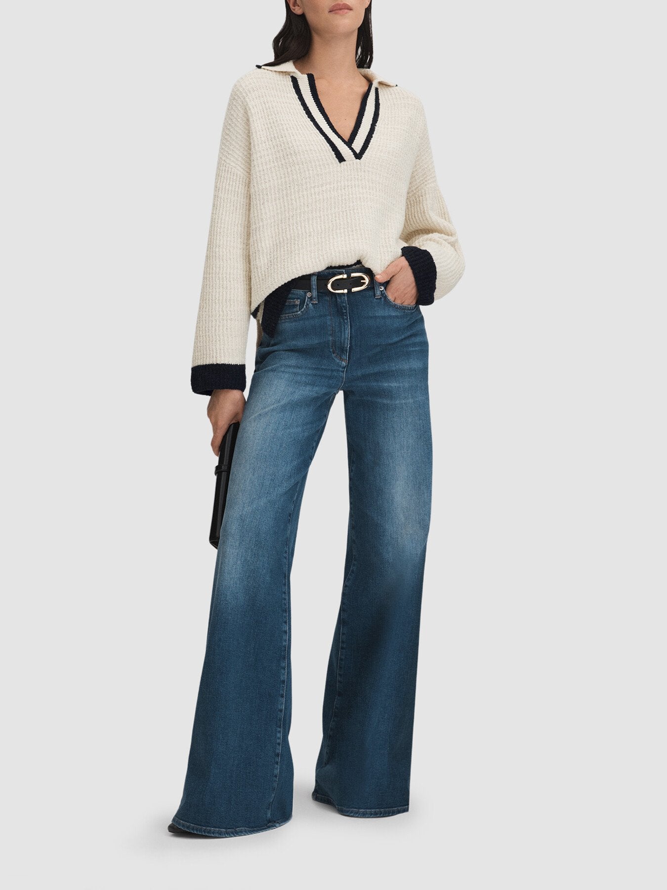 Michaela Wool Blend Open Collar Jumper