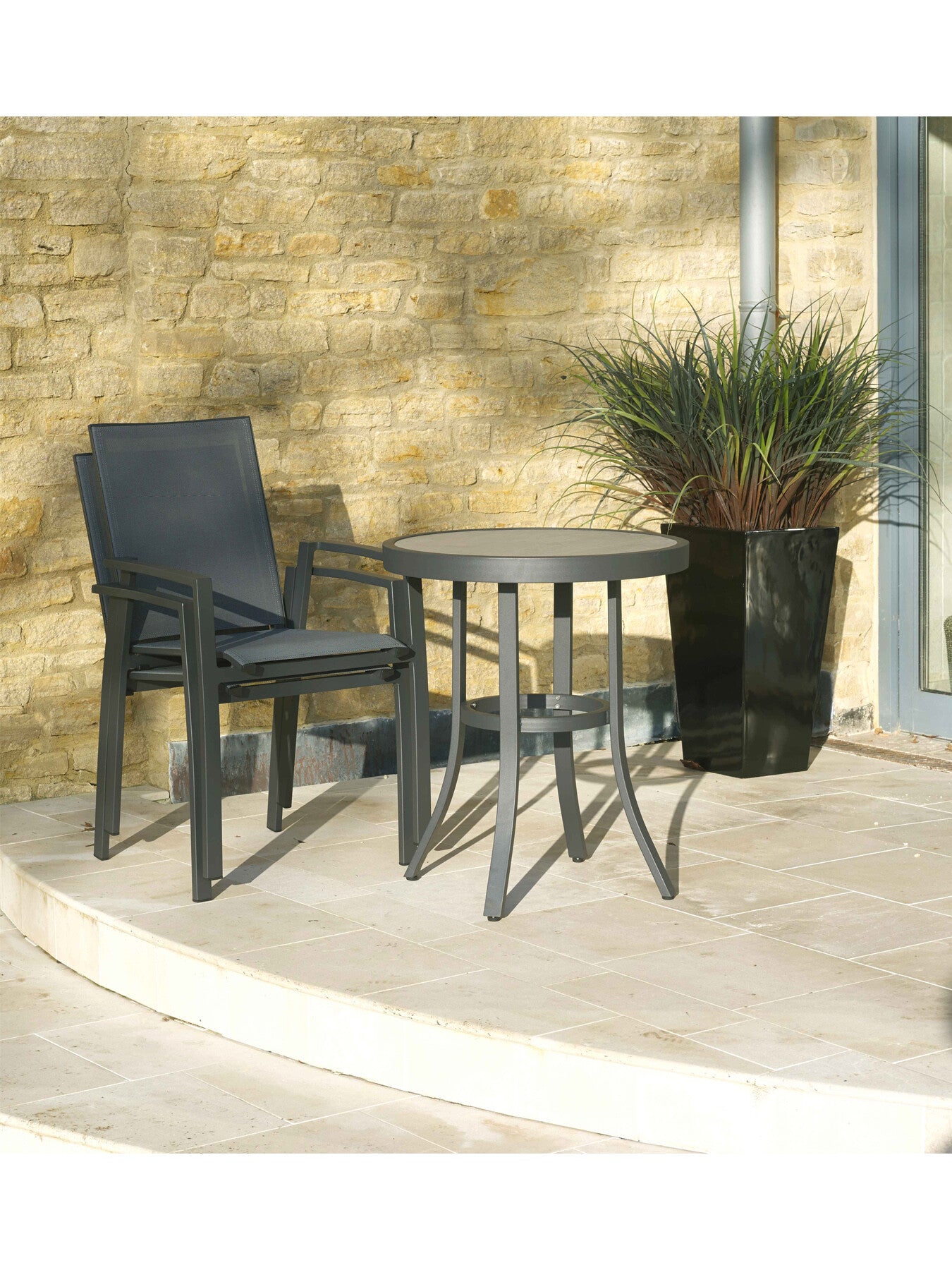 Seville Bistro Set with Round Bistro Table and 2 Arm Ch