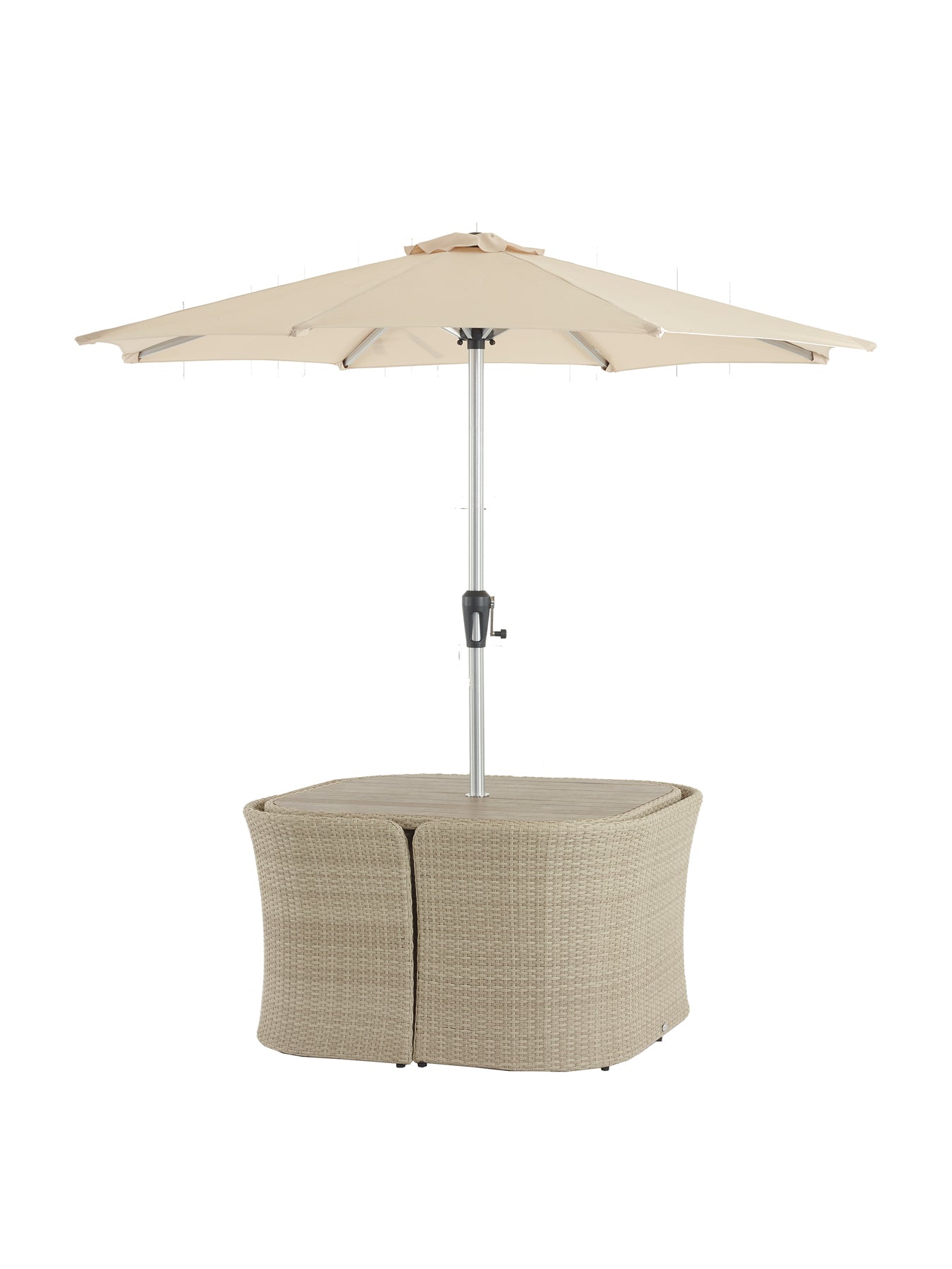 Tetbury Rattan 8-Seater Balcony Set with Tree-Free Top Parasol & Base