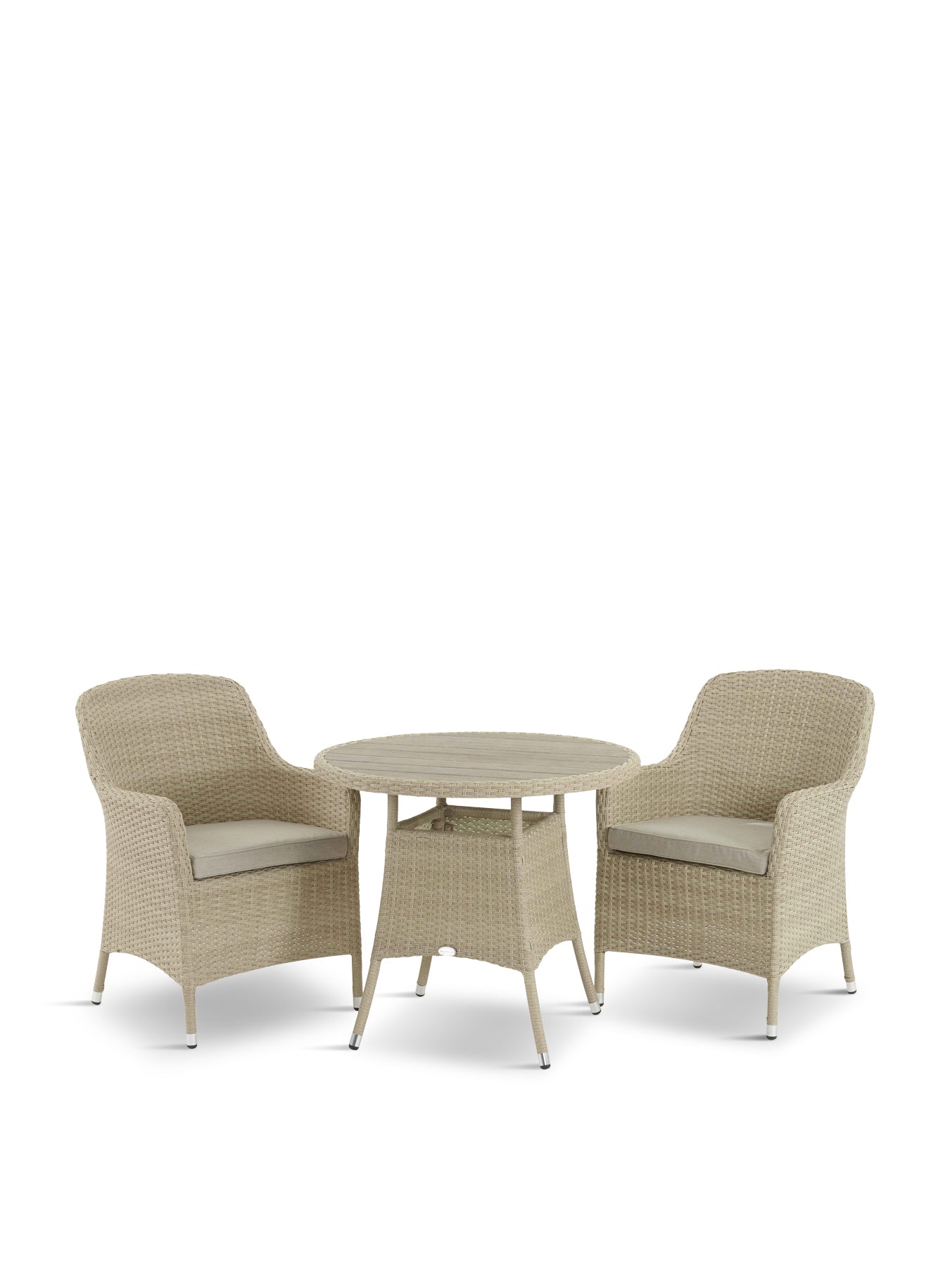 Tetbury Rattan 2 Seat Round Bistro Set with Tree-Free Top