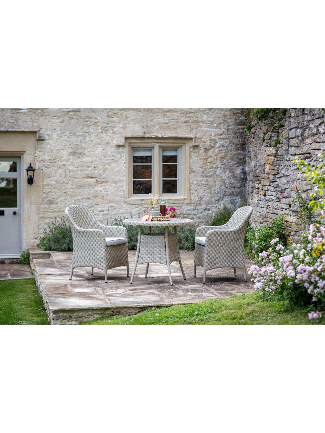 Tetbury Rattan 2 Seat Round Bistro Set with Tree-Free Top