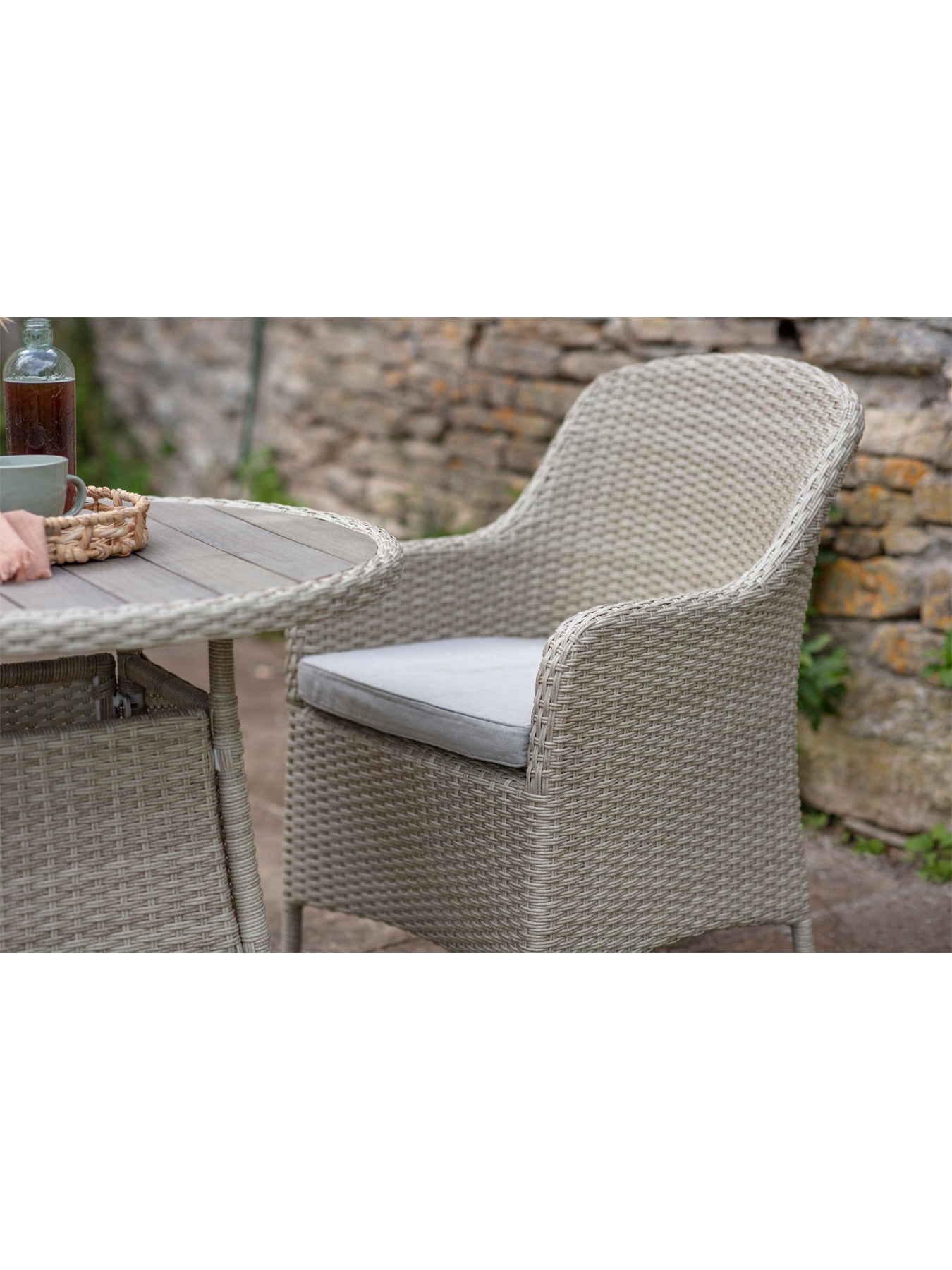 Tetbury Rattan 2 Seat Round Bistro Set with Tree-Free Top