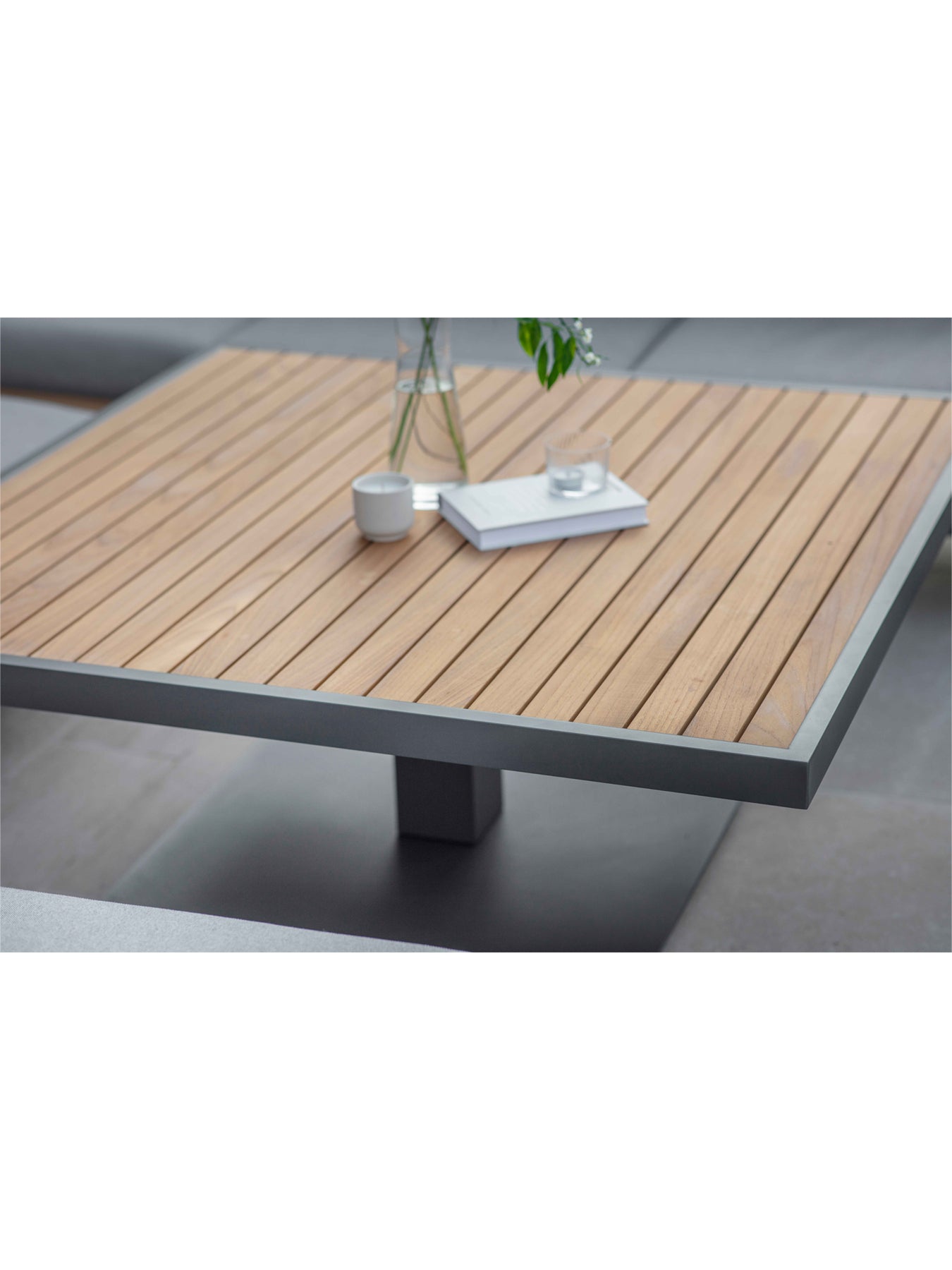 Vilamoura Corner Sofa with Square Piston Adjustable Table & 2 Benches