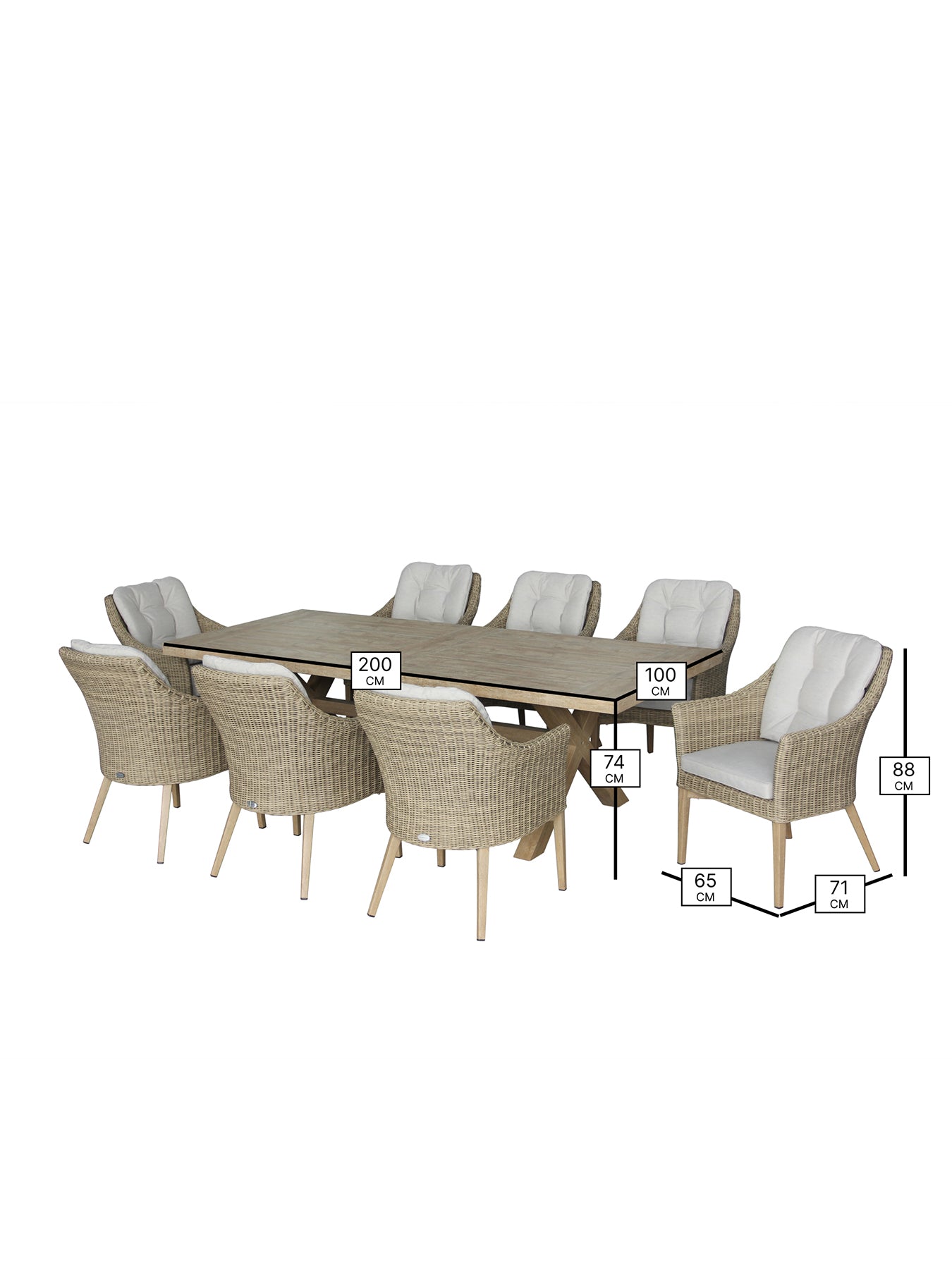 Fairford 8-Seater Garden Dining Set Cream