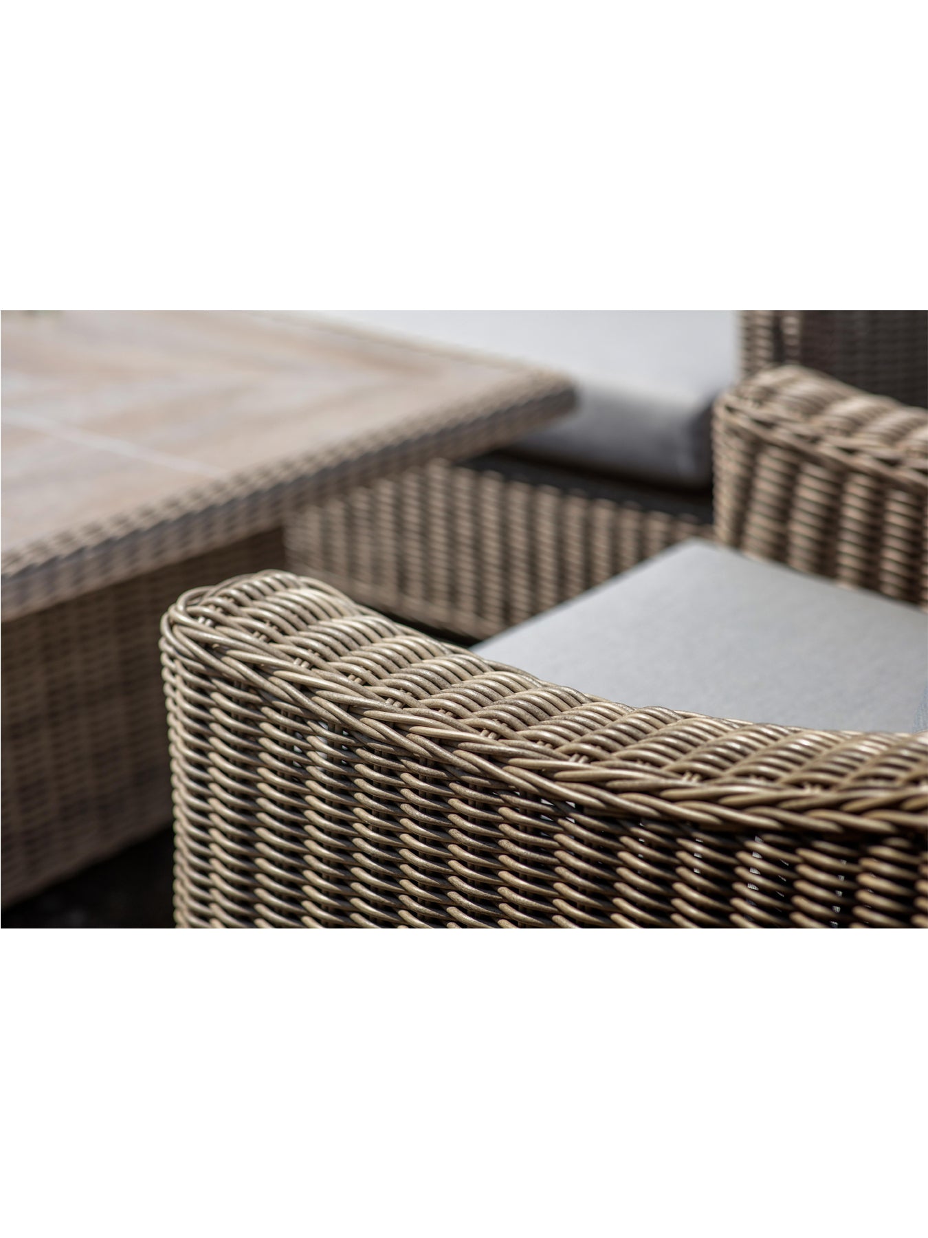 Fairford Rattan L-Shape Sofa with Rectangle Piston Adjustable Height Table Bench & Chair