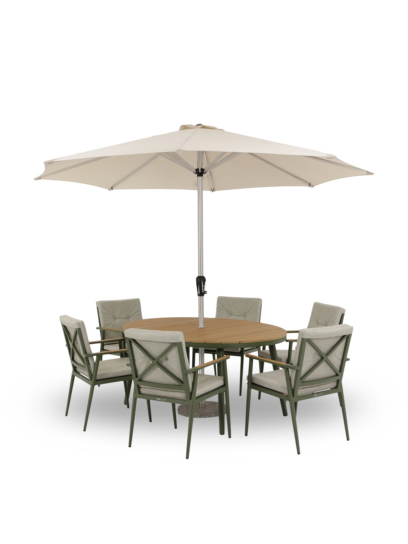 Wisley 6-Seater Garden Dining Set Sage