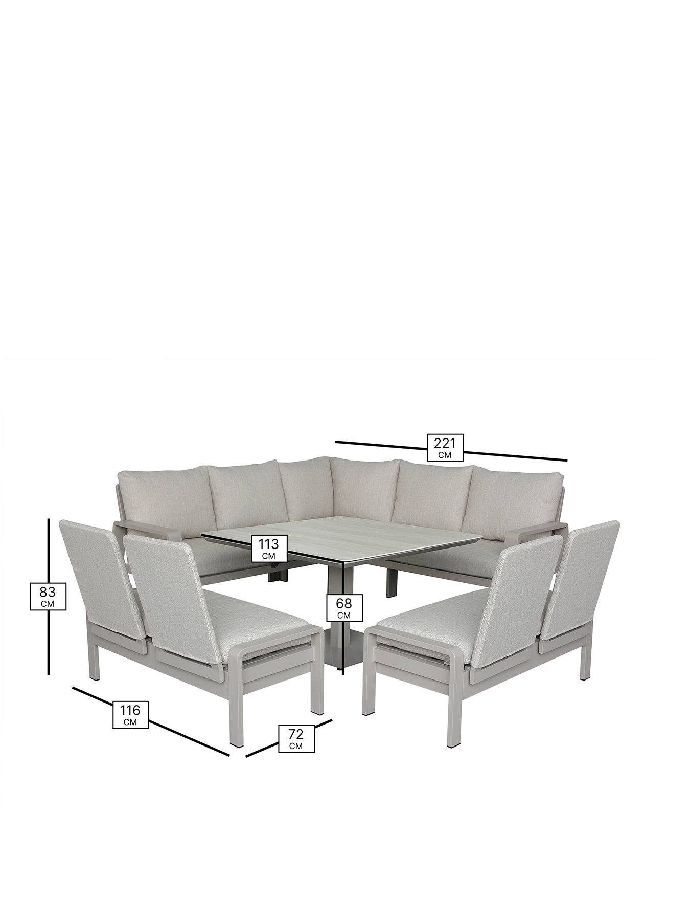 Prague 8-Seater Garden Lounge Set Latte