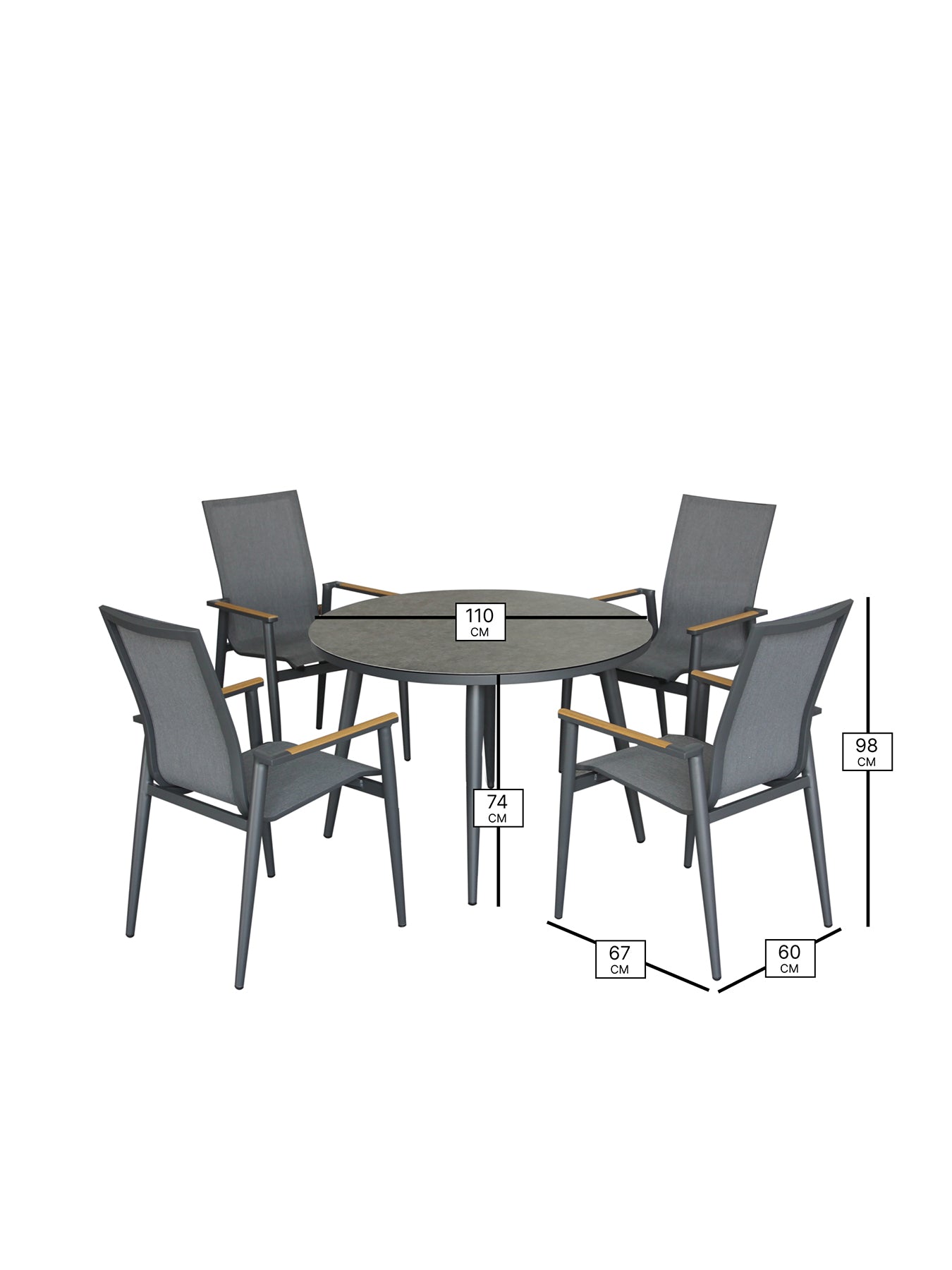 Sofia 4 Seat Garden Dining Set Anthracite