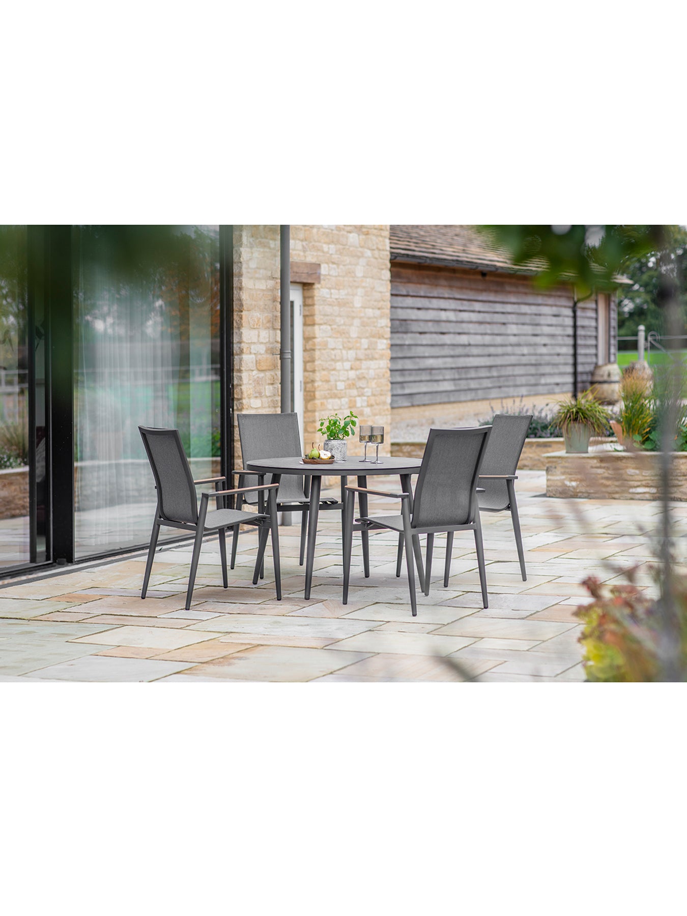 Sofia 4 Seat Garden Dining Set Anthracite