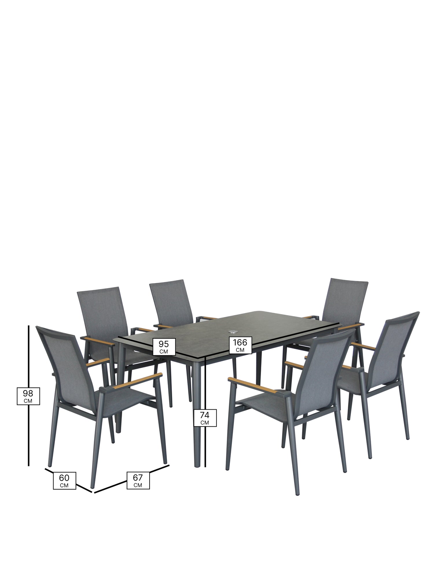 Sofia 6 Seat Garden Dining Set Anthracite