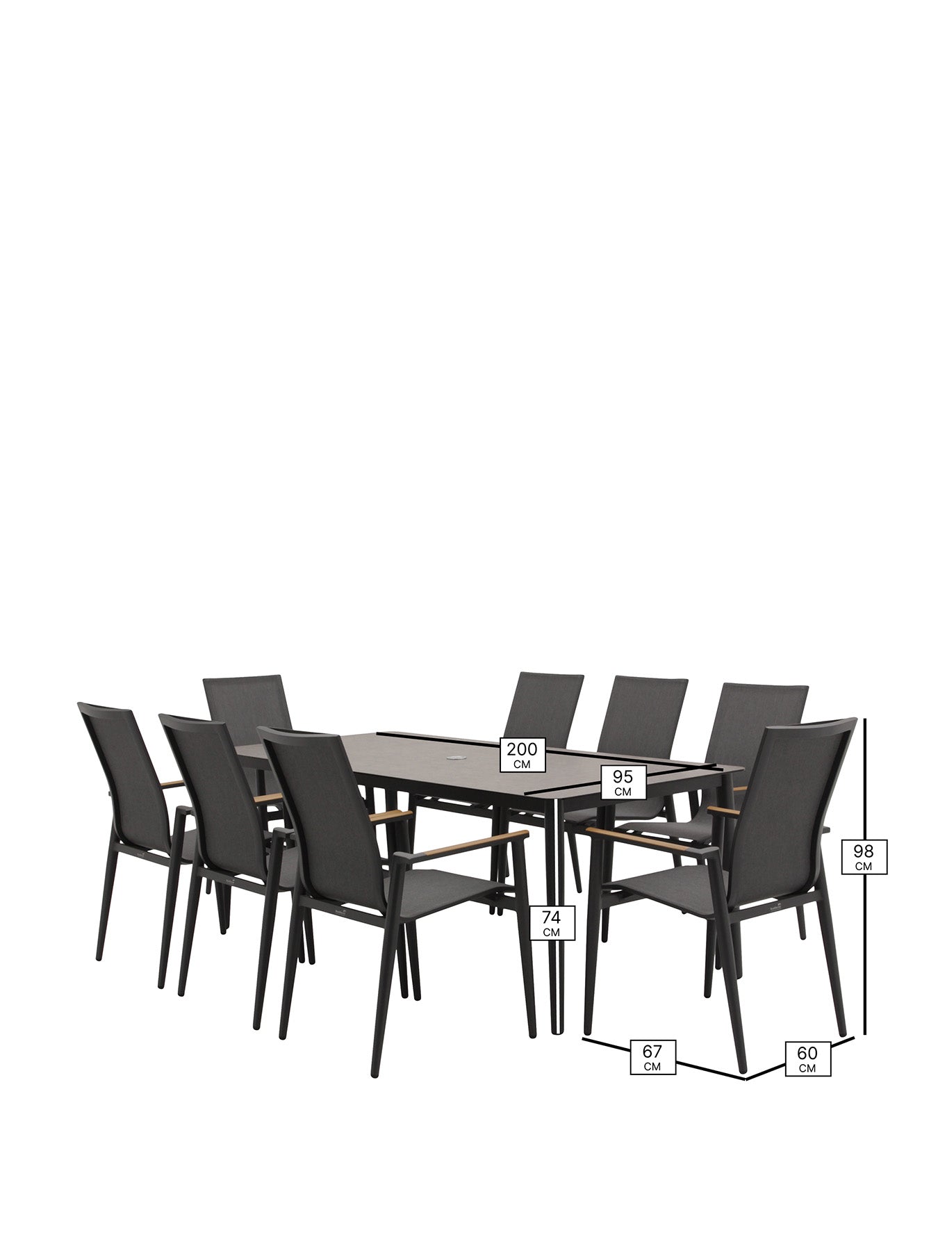 Sofia 8 Seat Garden Dining Set Anthracite