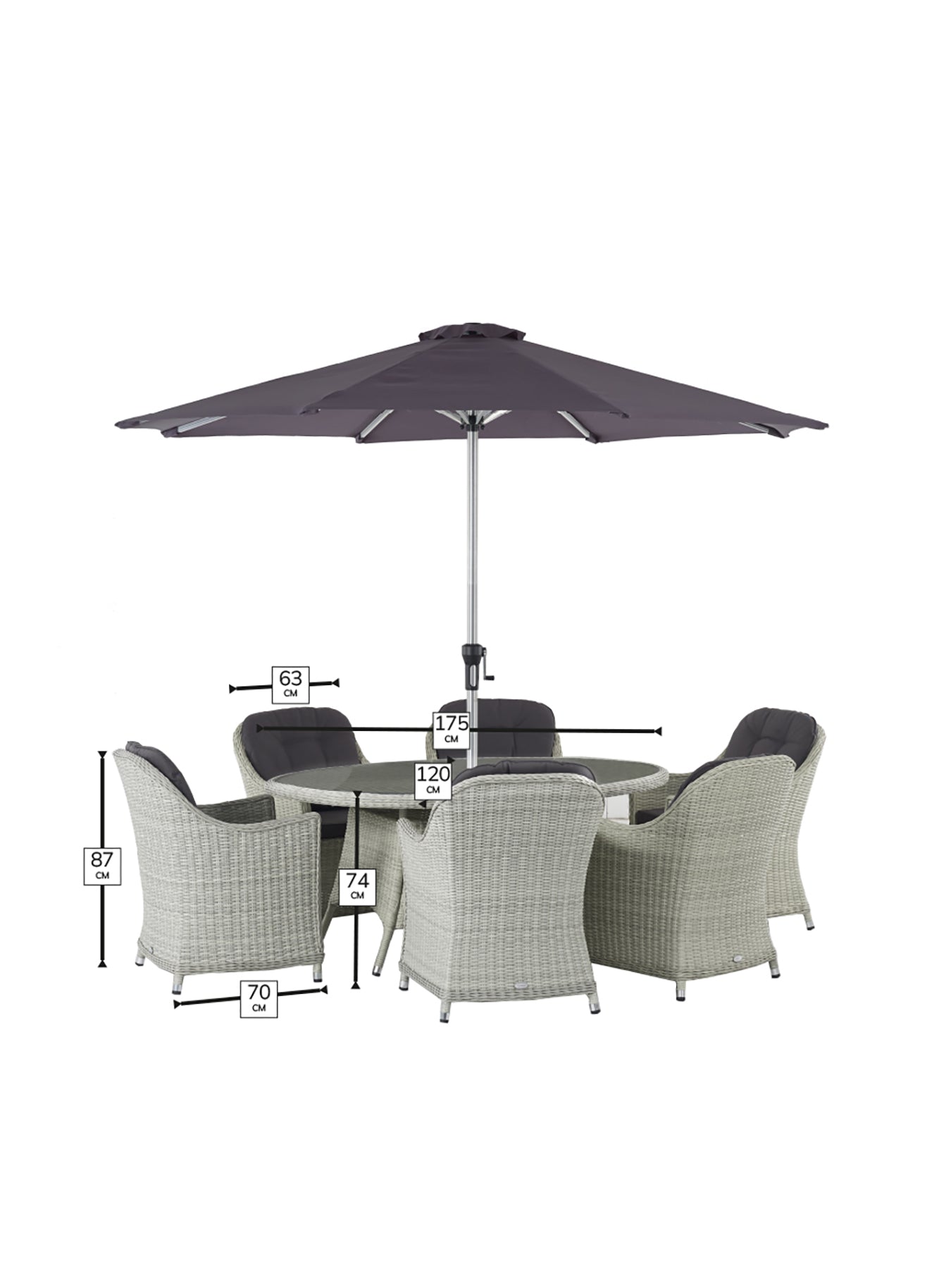 Monterey 6-Seater Rattan Garden Dining Set Grey