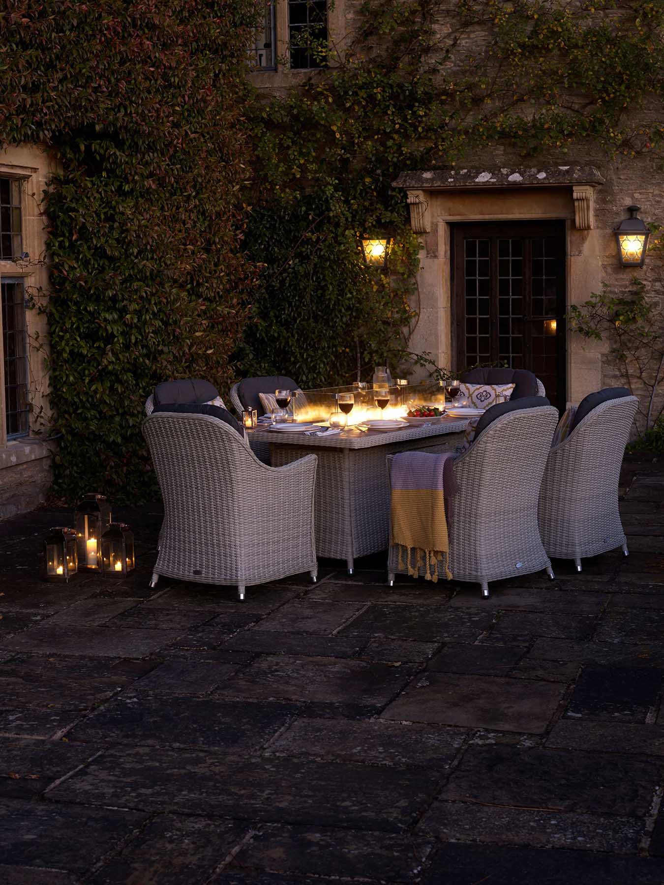Monterey 180cm Rectangle Ceramic Top Dining Firepi