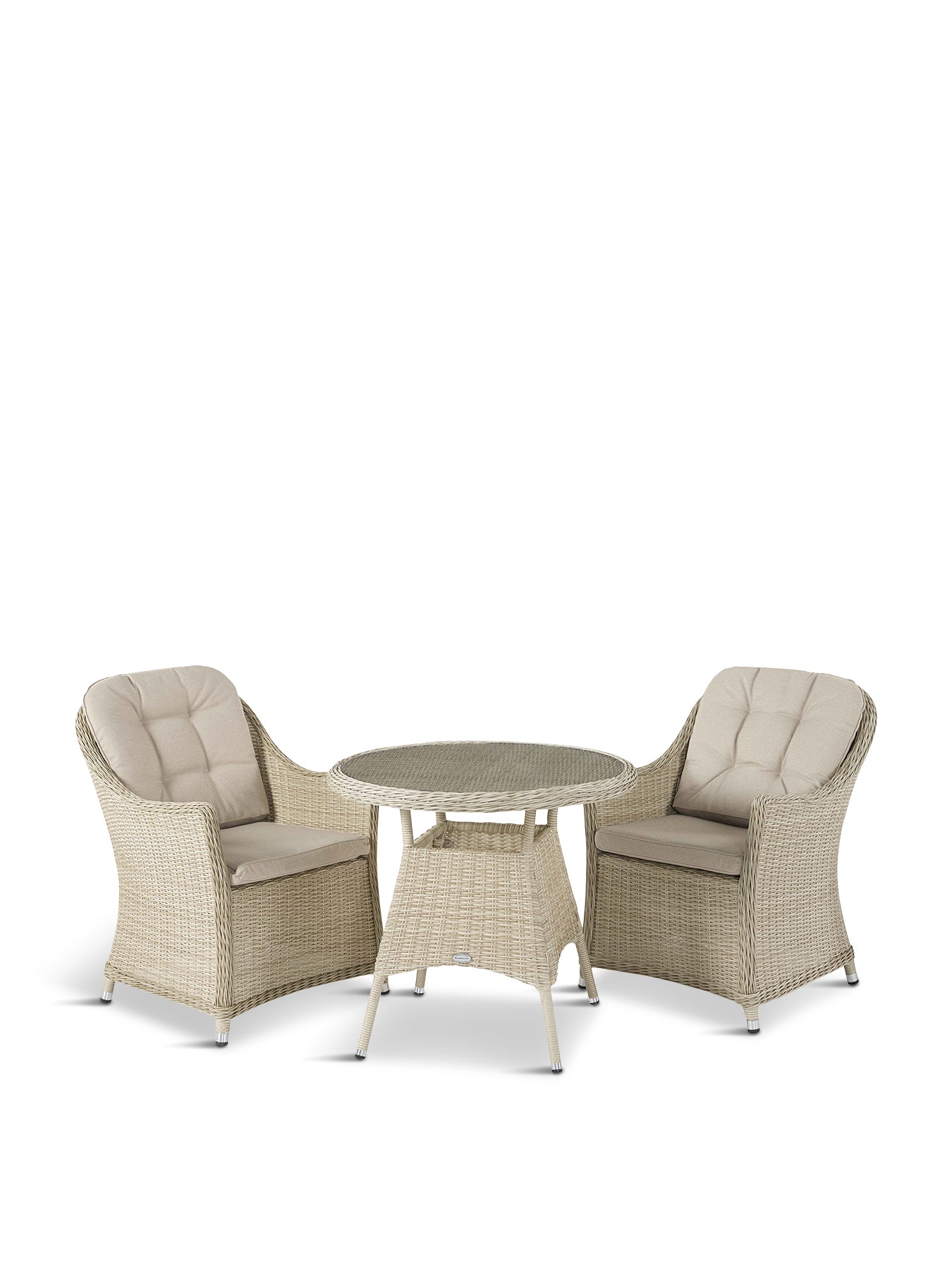 Monterey Rattan Bistro Table Set with 2 Armchairs