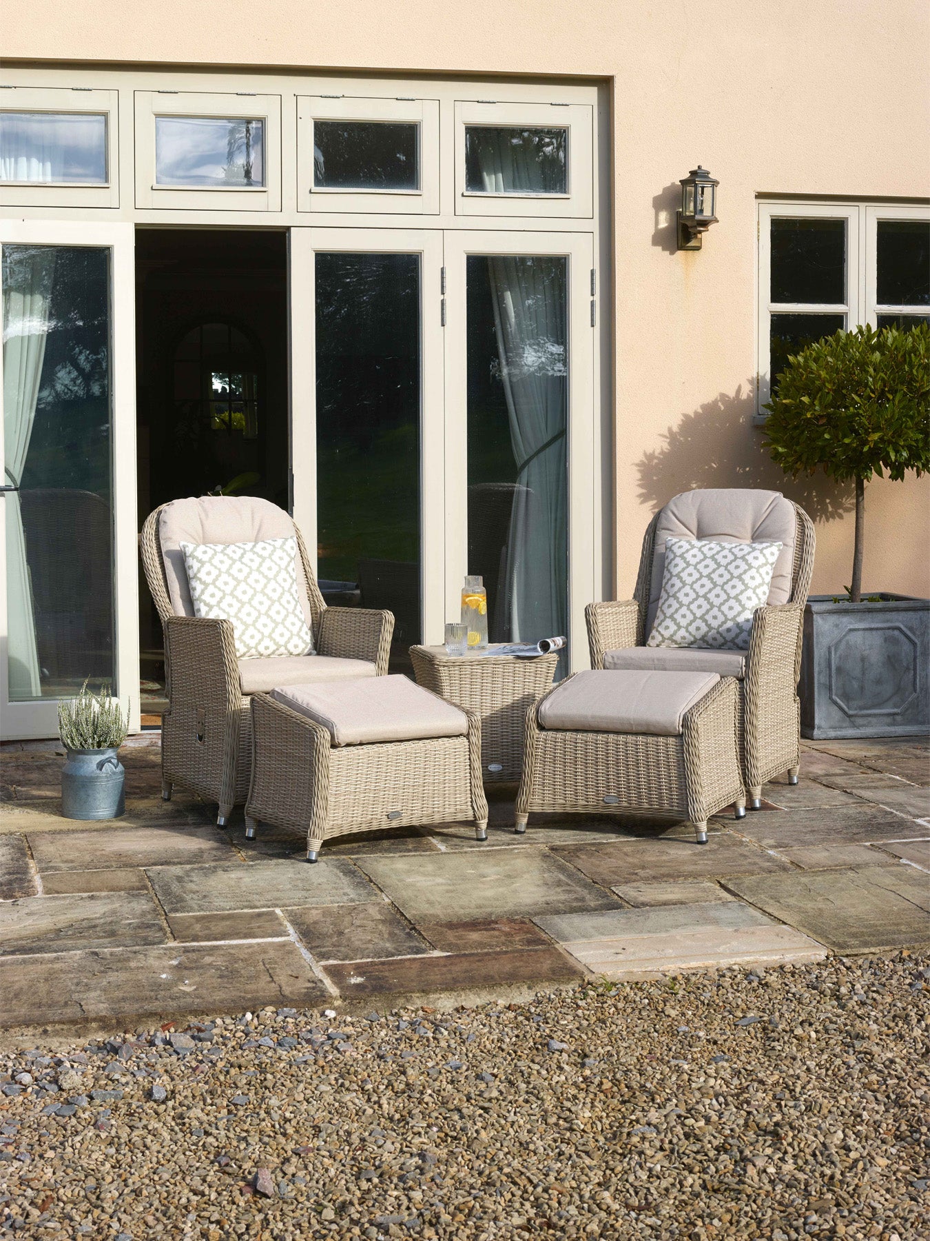 Monterey Rattan Recliner Set with 2 Footstools & Side Table
