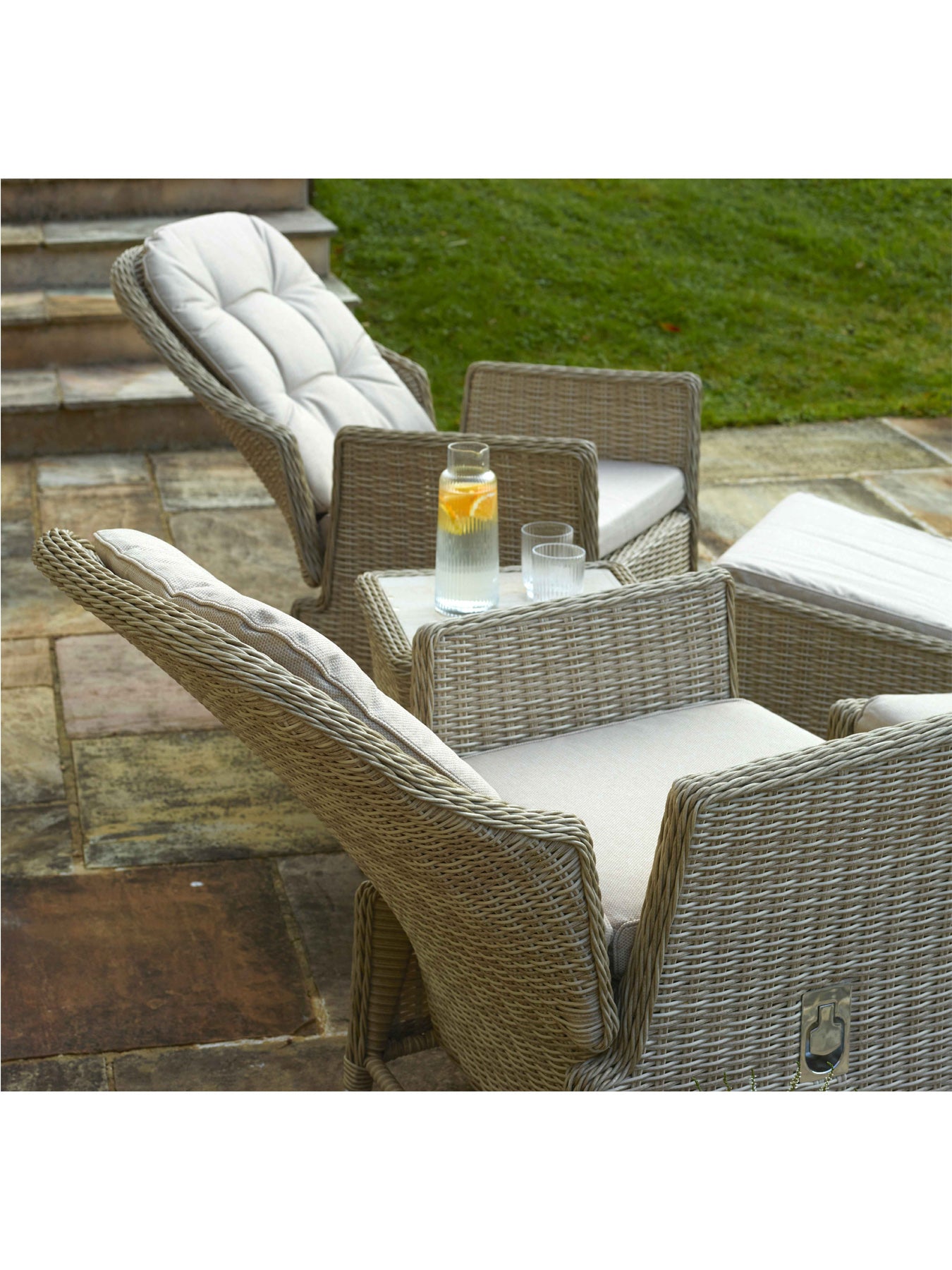 Monterey Rattan Recliner Set with 2 Footstools & Side Table