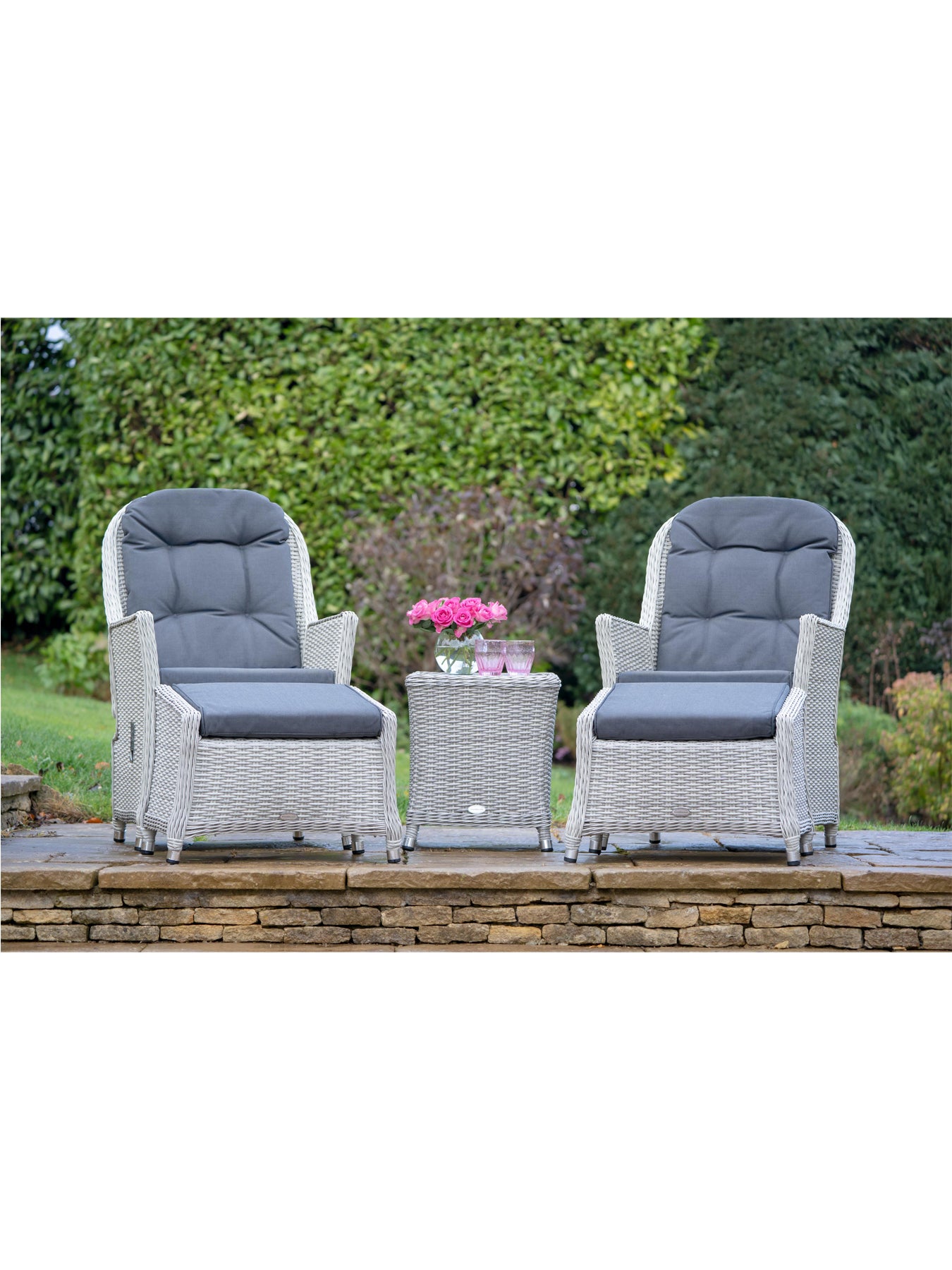Monterey Rattan Recliner Set with 2 Footstools & Side Table