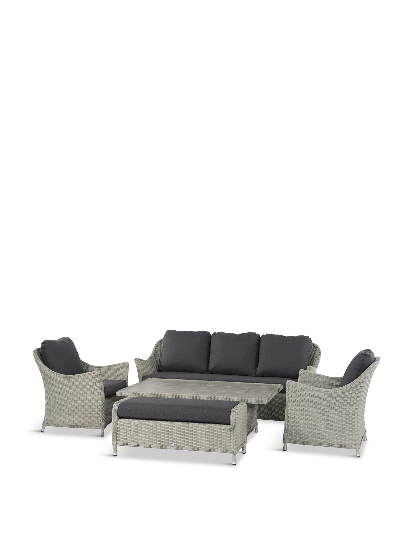 Monterey Rattan 3-Seater Sofa with Dual Height Rectangle Table 2 Armchairs & Bench
