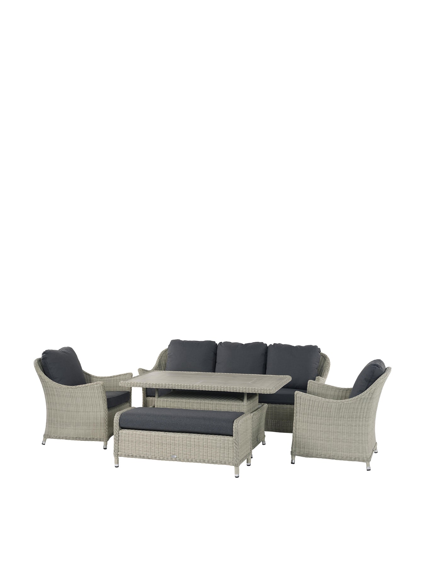 Monterey Rattan 3-Seater Sofa with Dual Height Rectangle Table 2 Armchairs & Bench