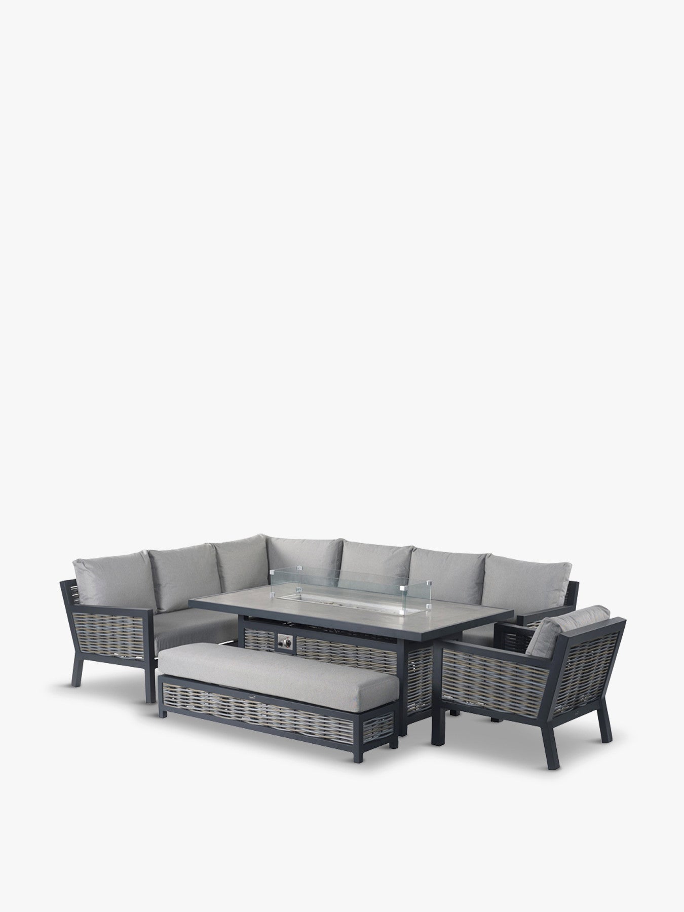 Portofino Rectangle Sofa with Large Firepit Dining Table, B