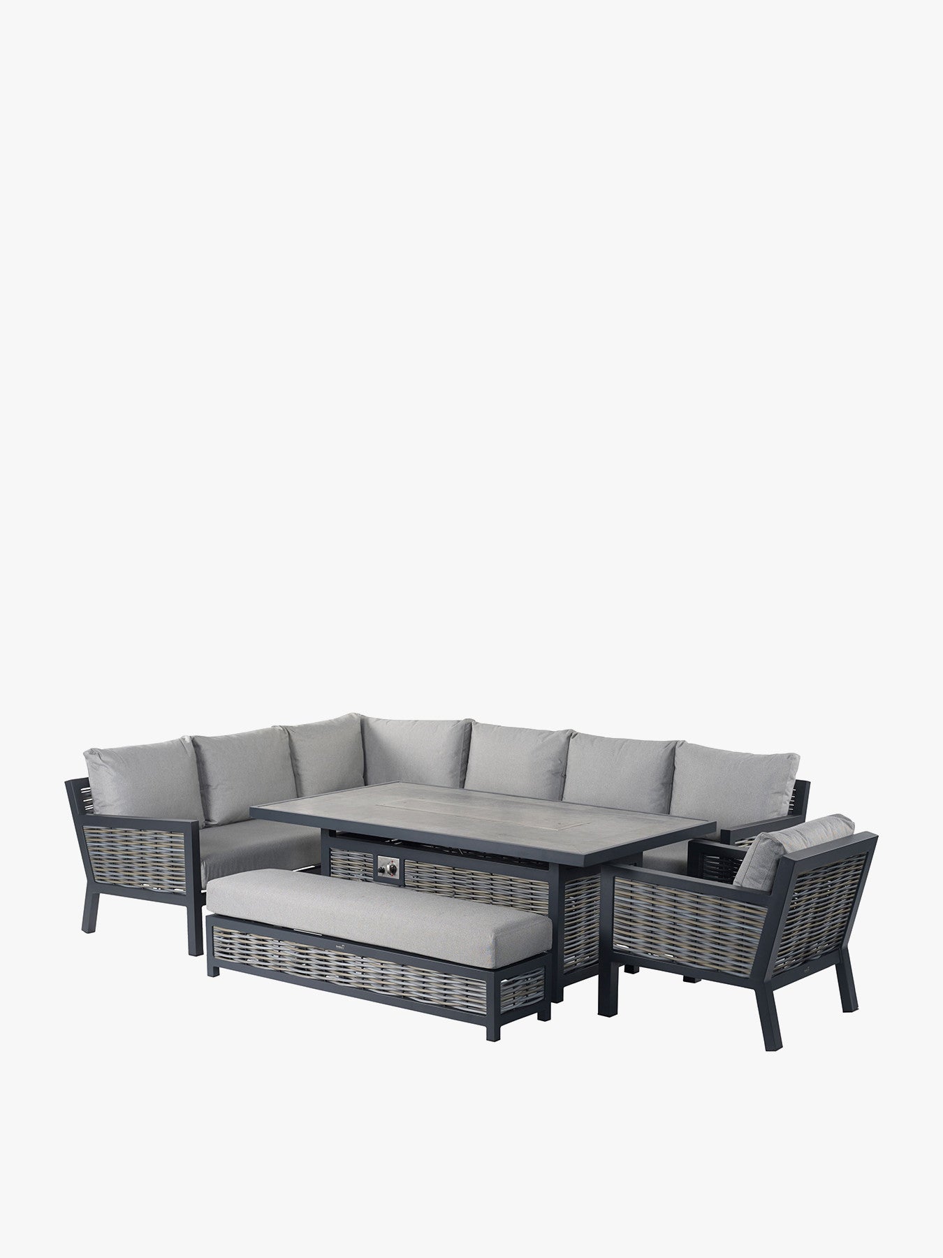 Portofino Rectangle Sofa with Large Firepit Dining Table, B