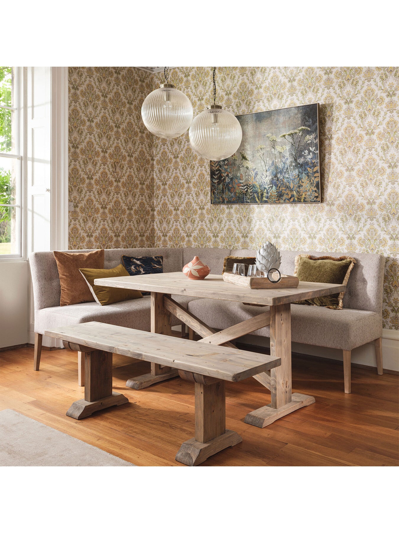 Grey Medina Grey Upholstered Left Hand Facing Corner Dining