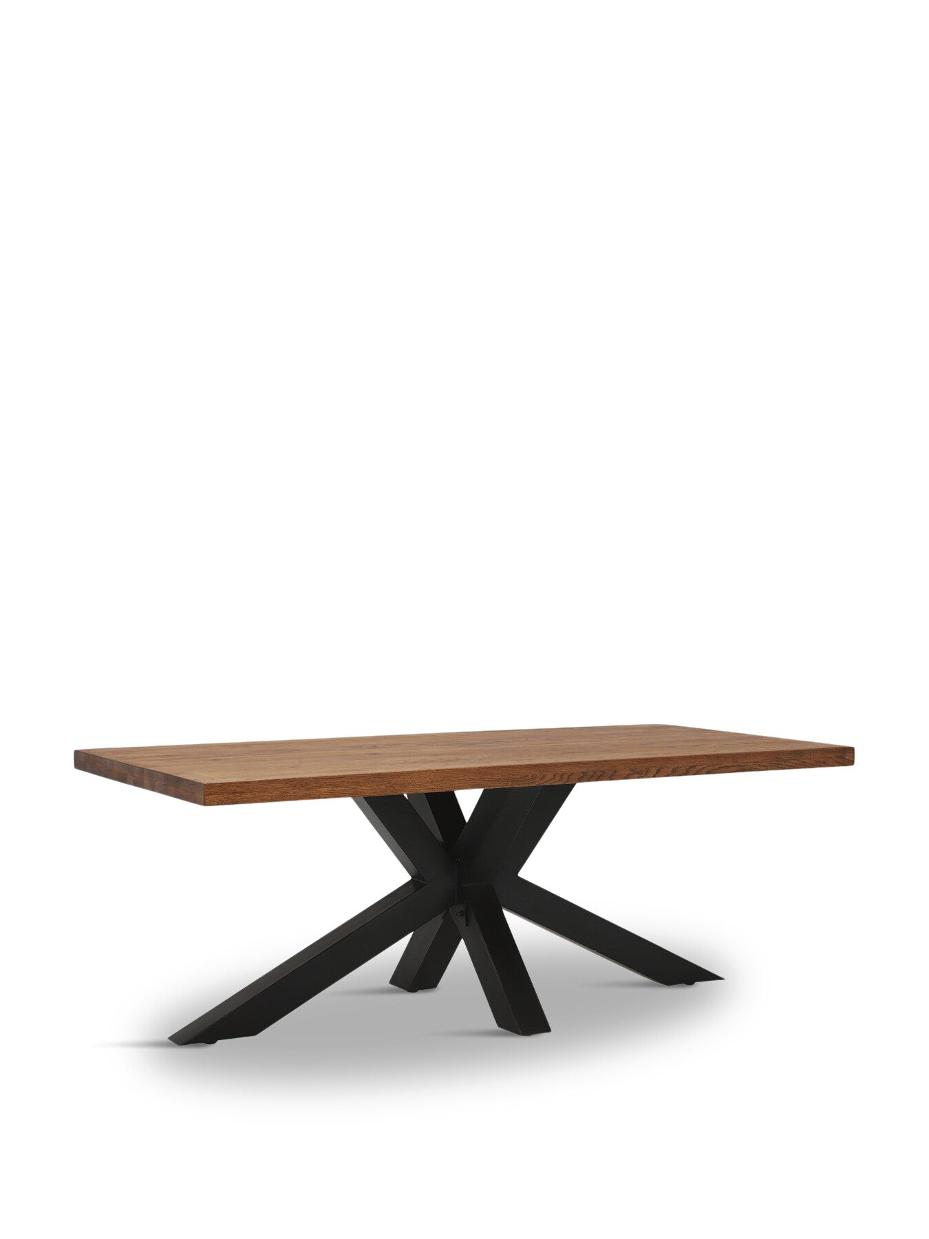 Brown Navarro Solid Oak 200cm Dining Table With Black Metal