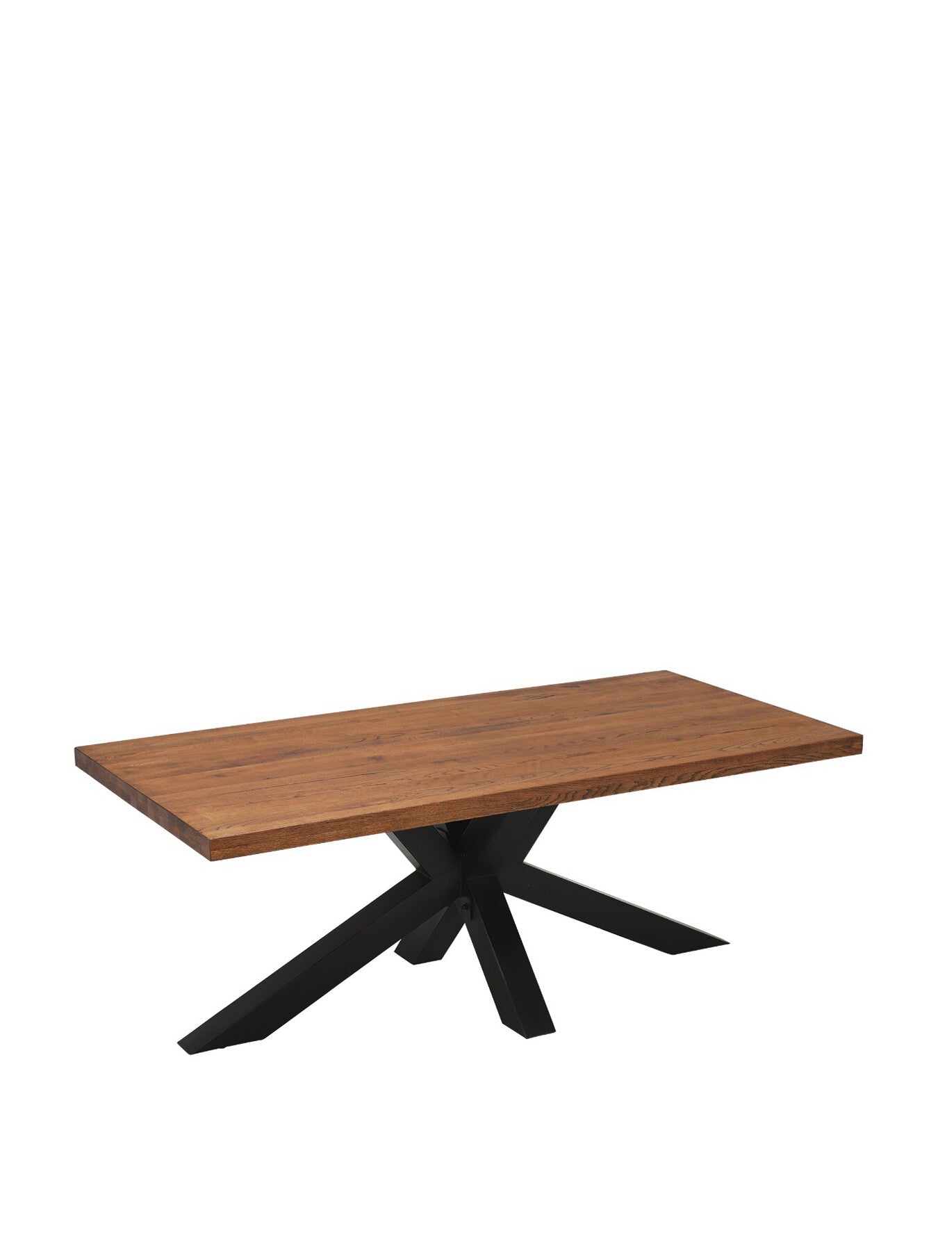 Brown Navarro Solid Oak 200cm Dining Table With Black Metal