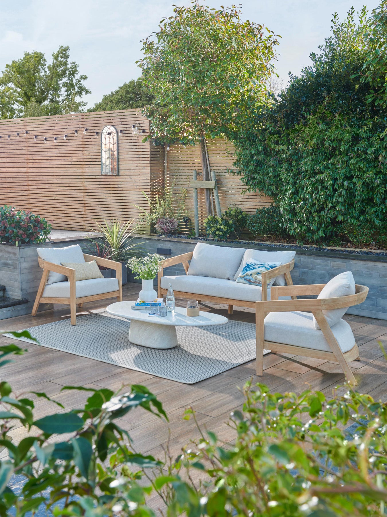 Kubu Lounge Set with 2 Seater Sofa 2 Lounge Chairs & Coffee Table