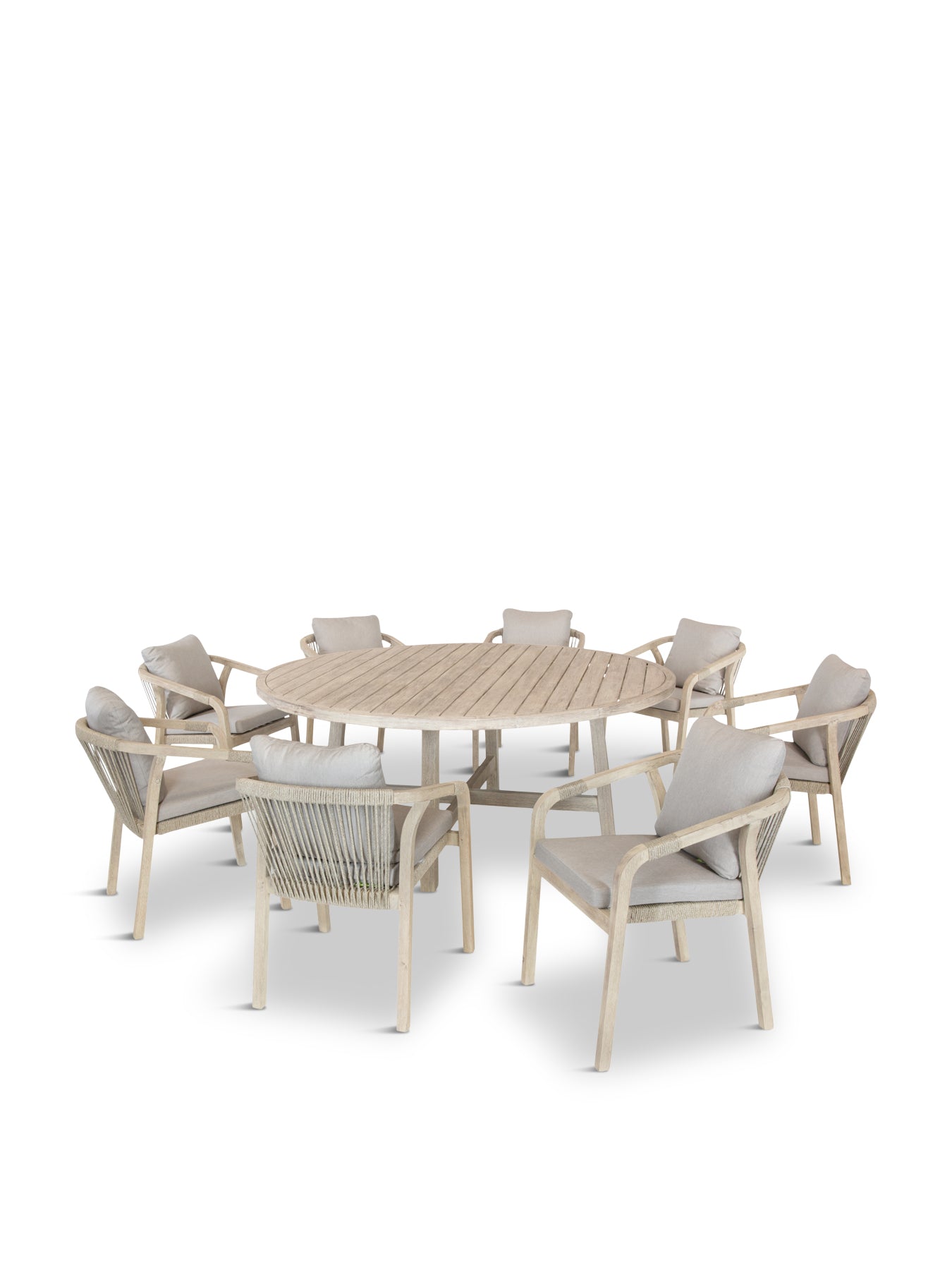 Cora Rope 8 Seater Dining Set with Lazy Susan