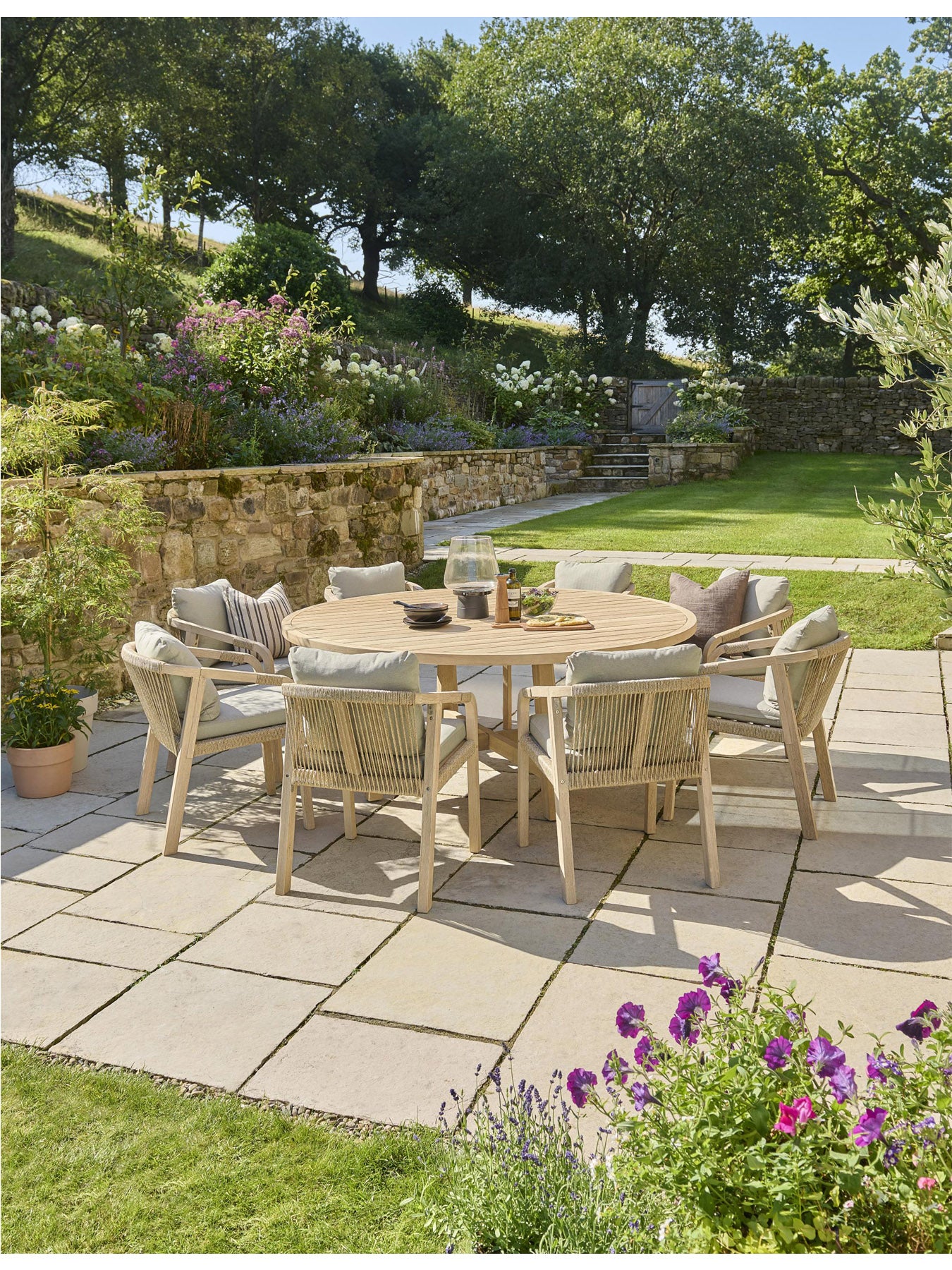 Cora Rope 8 Seater Dining Set with Lazy Susan