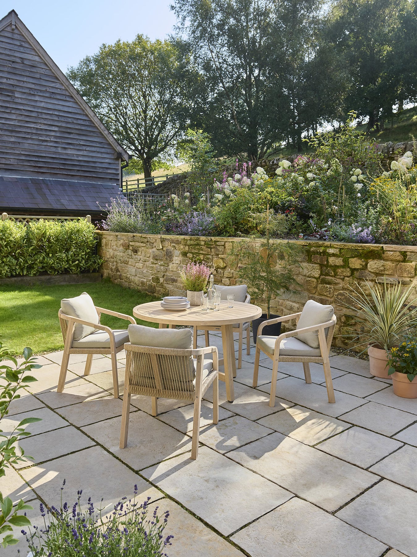 Cora Rope Garden Dining Set Cream