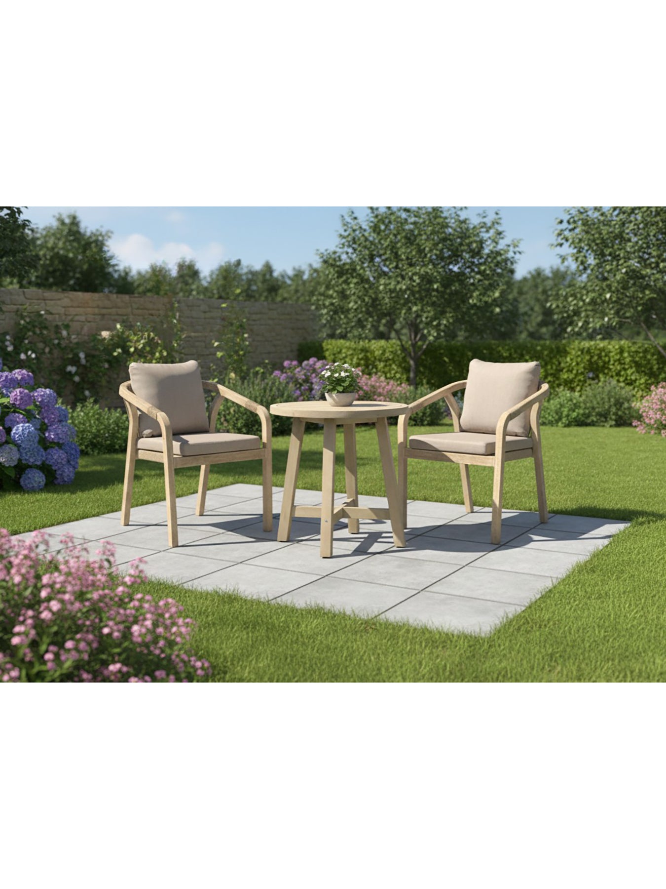 Cora Rope Garden Bistro Set Cream
