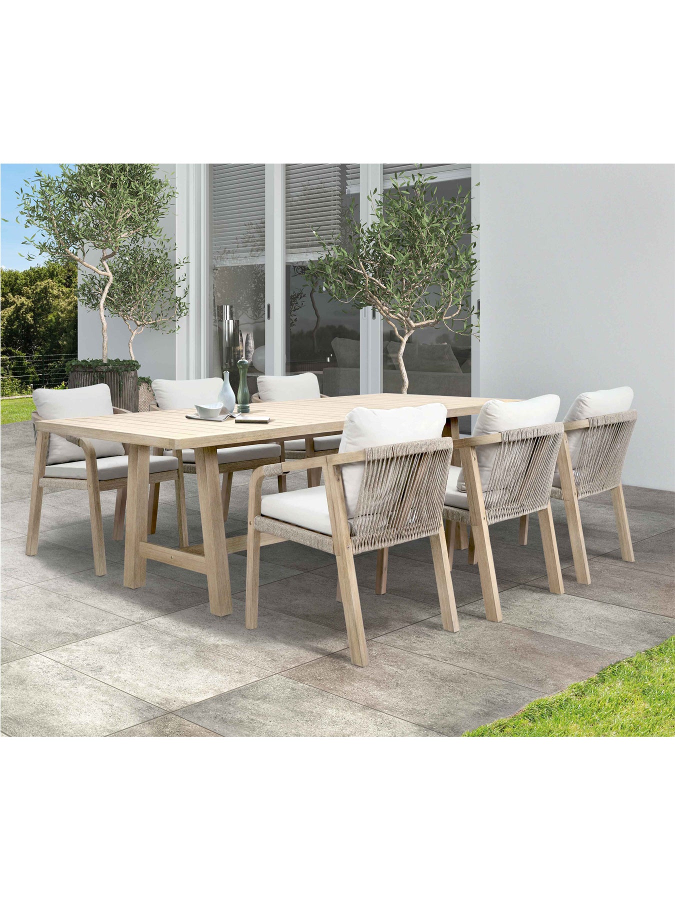 Cora 6 Seat Dining Set with Dining Table and 6 Chairs