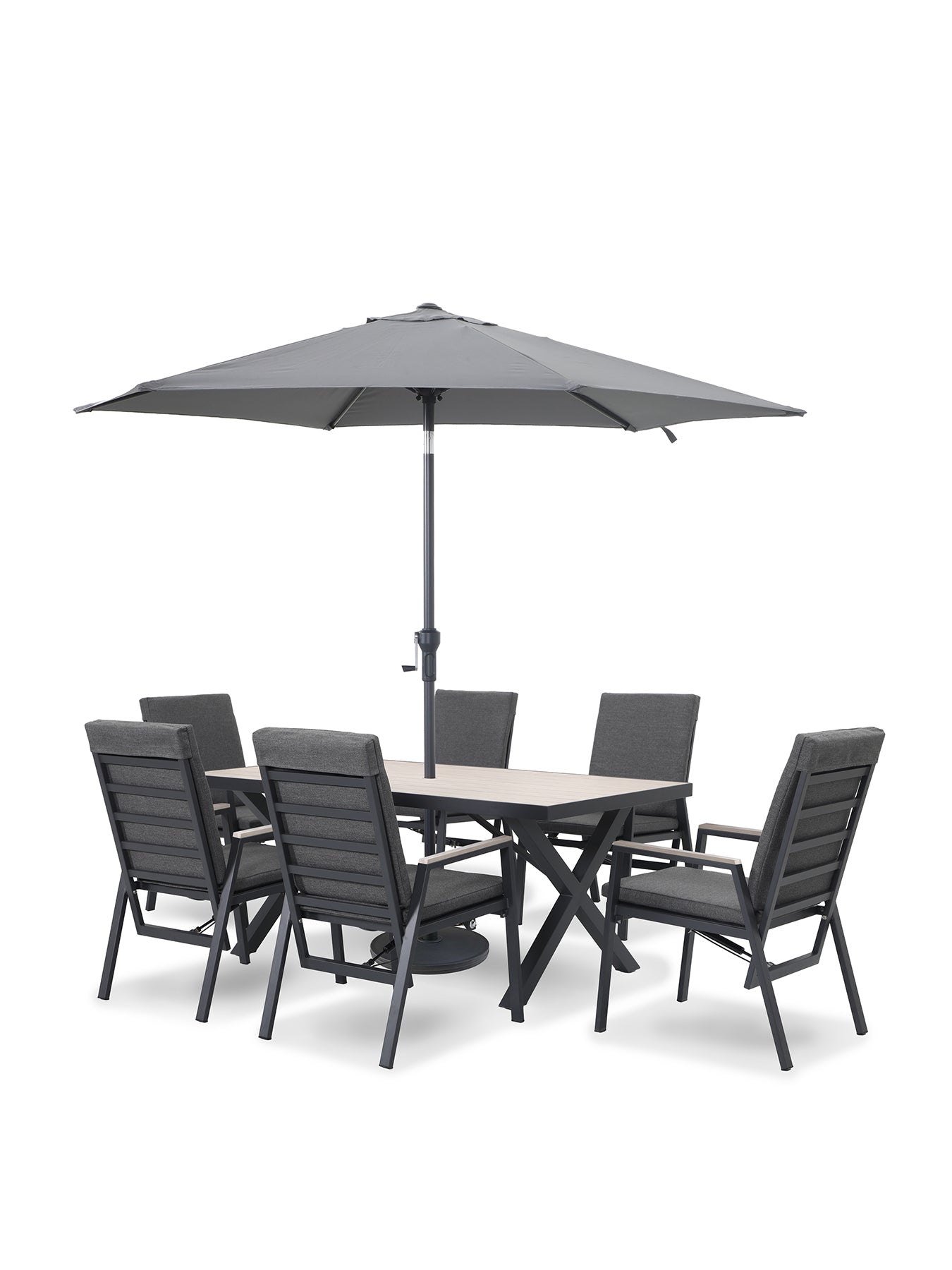 Tudor Garden 6 Seat Recliner Dining Set Black