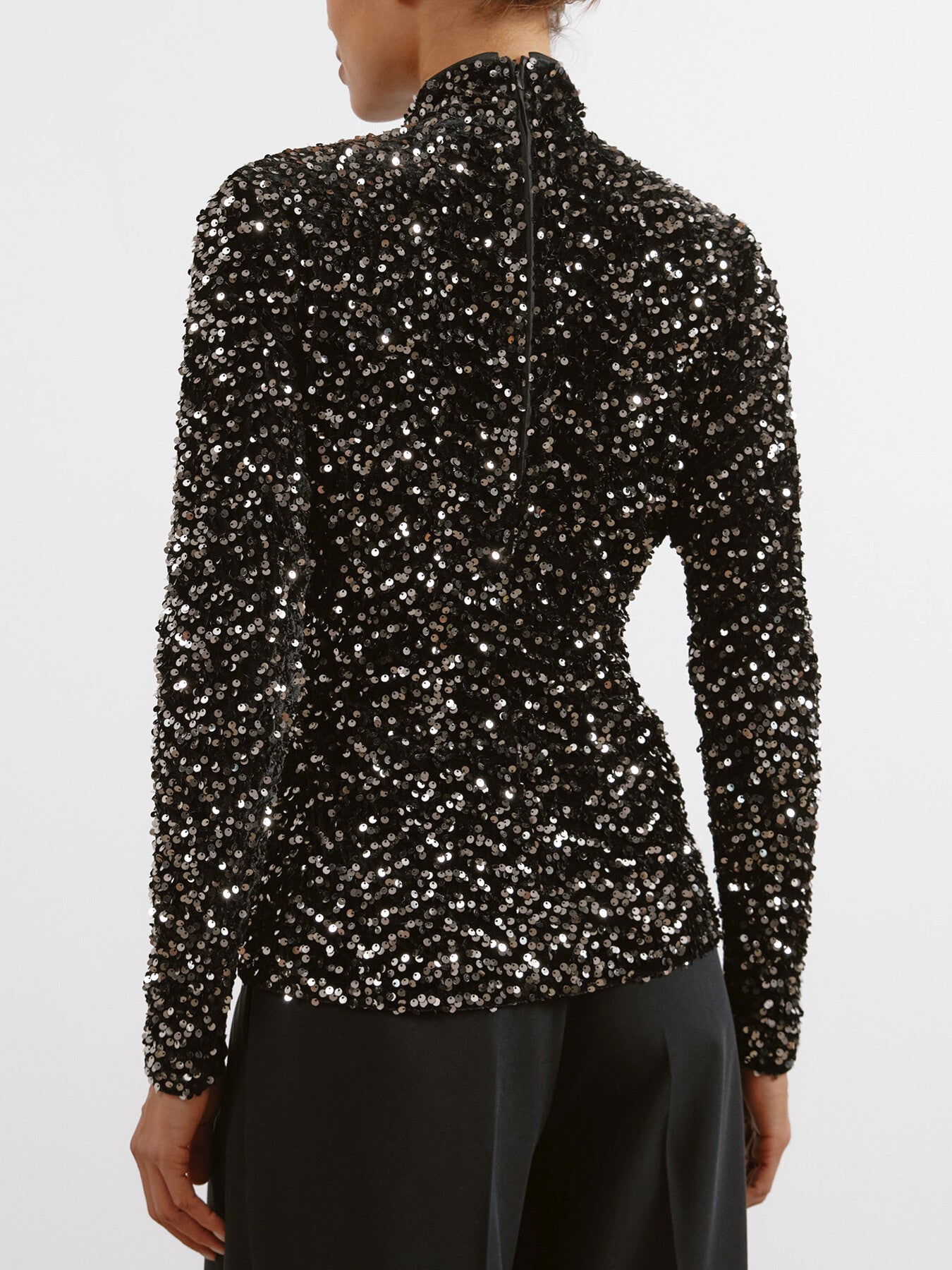 Velvet Sequin Turtle Neck Top