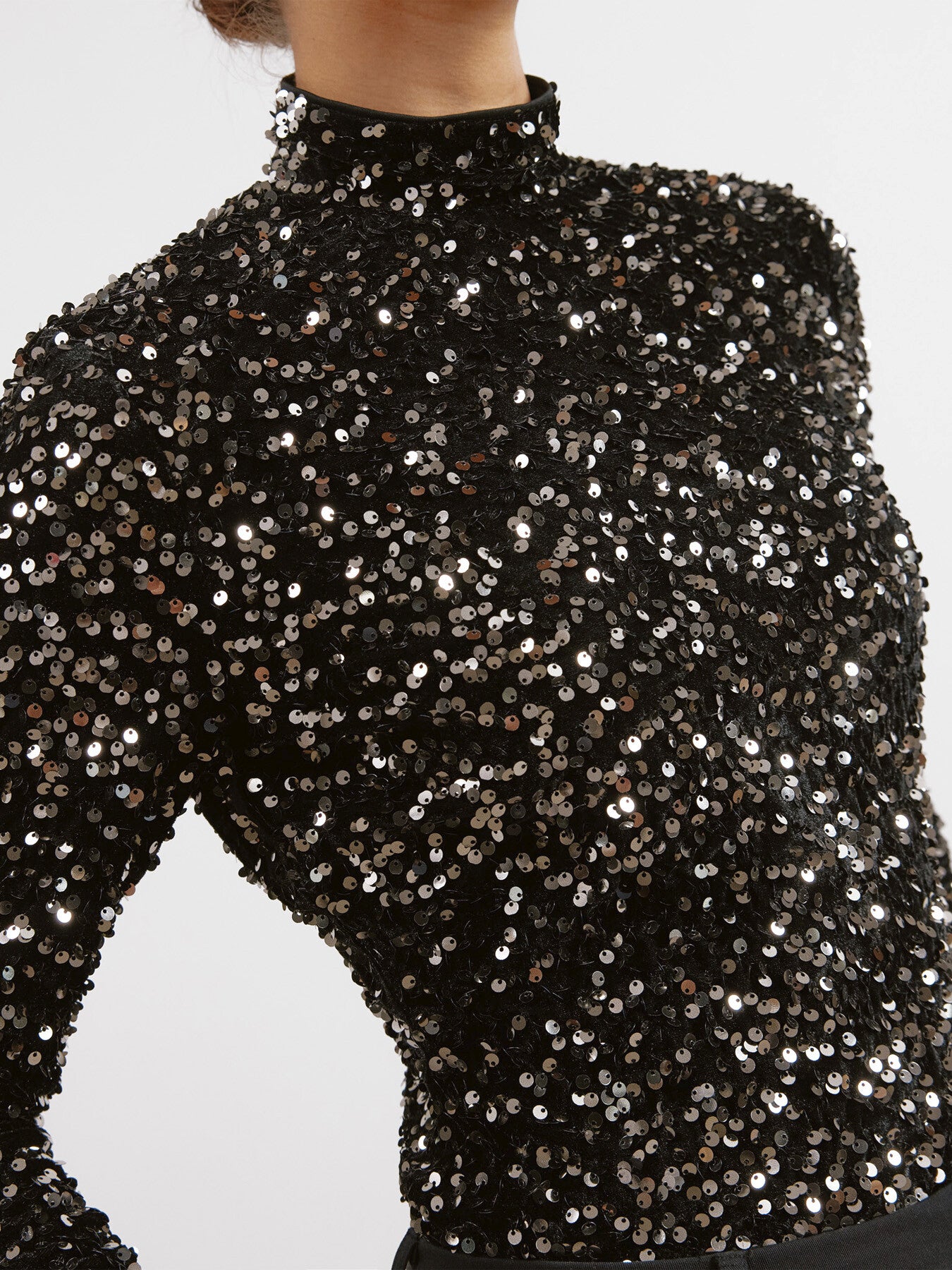 Velvet Sequin Turtle Neck Top