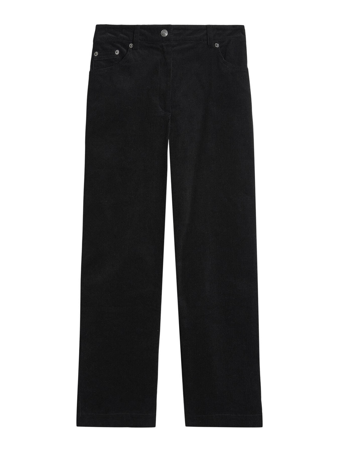 Cord Straight Leg Trousers Black