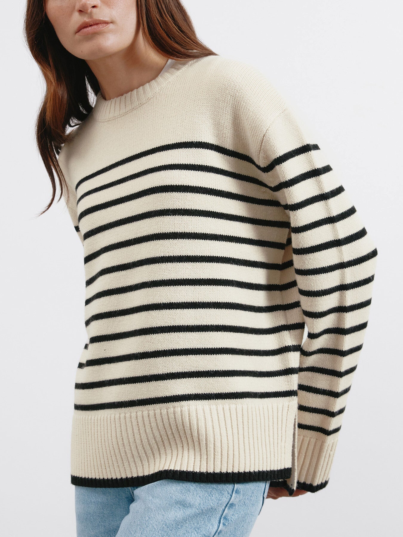 Breton Stripe Crew Jumper Cream