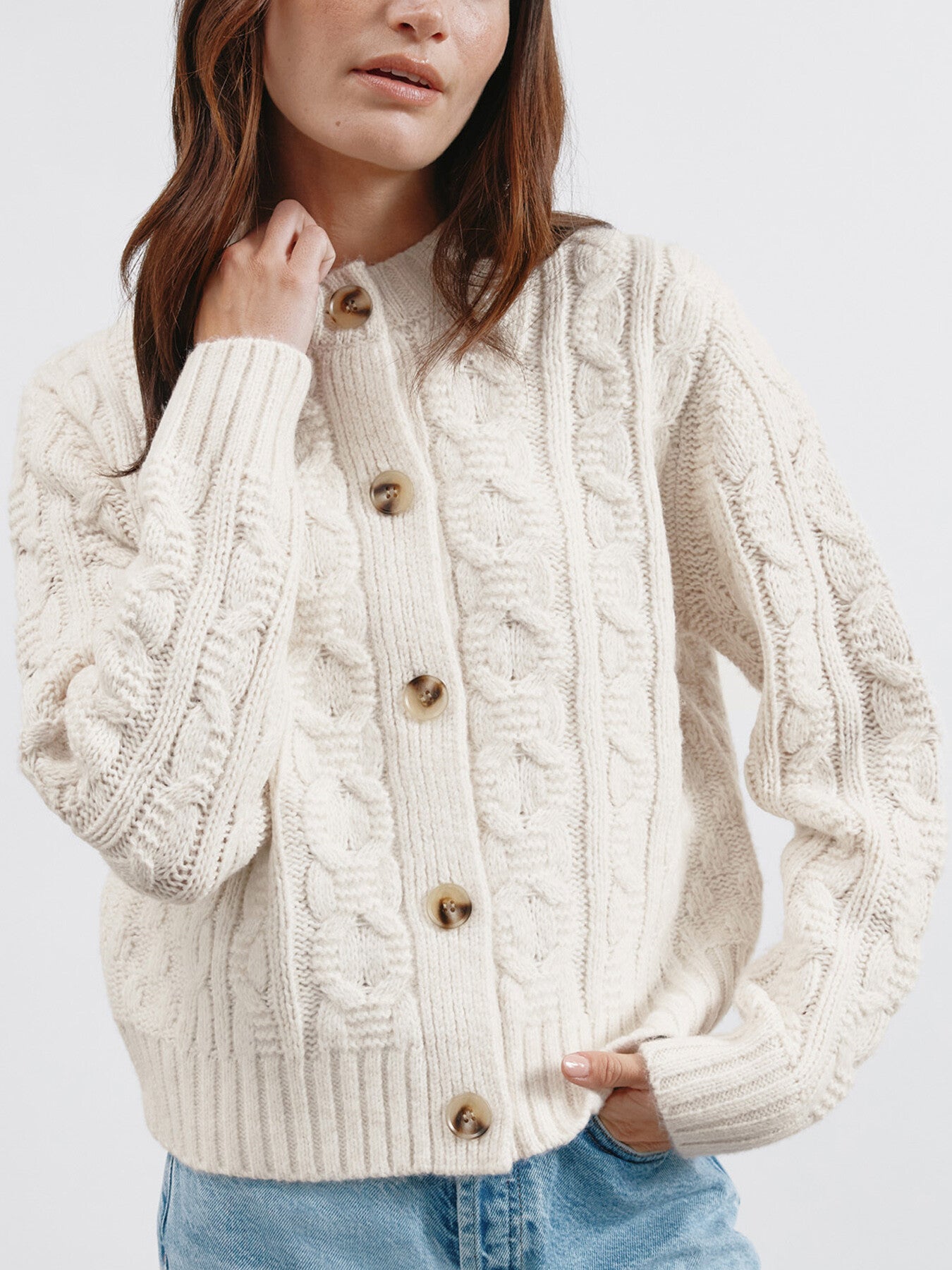 Cable Cardigan Cream