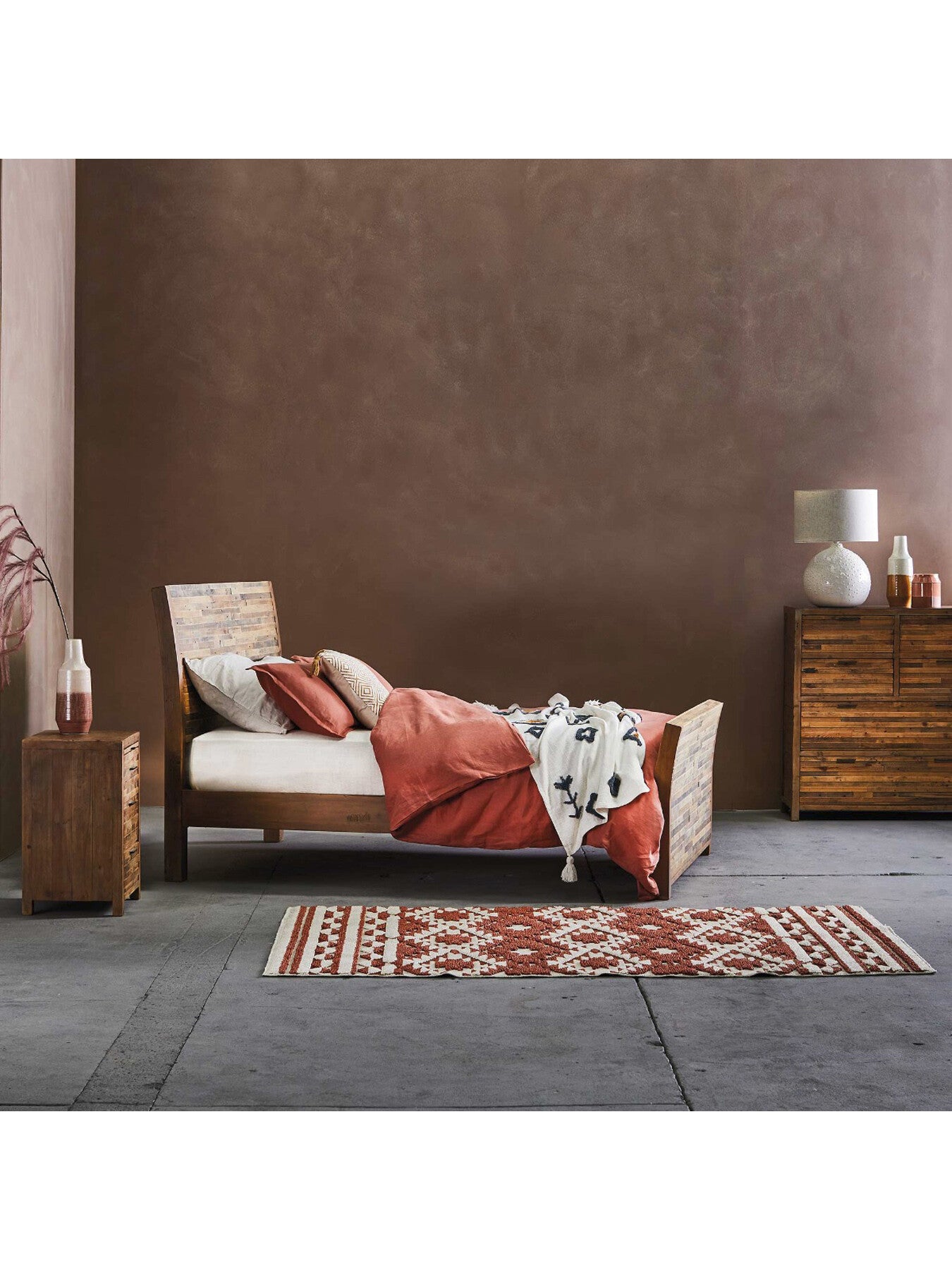 Charlie Reclaimed Wood 3 Drawer Bedside Table