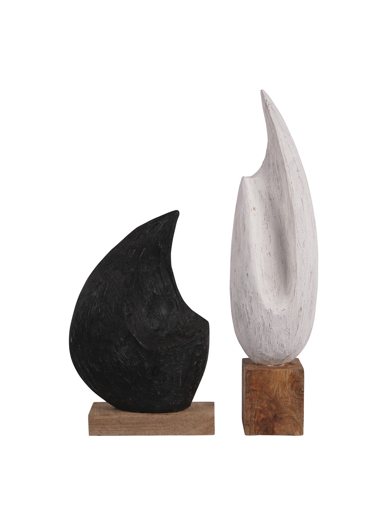 Hand Carved Solid Wood Tall Sculpture White